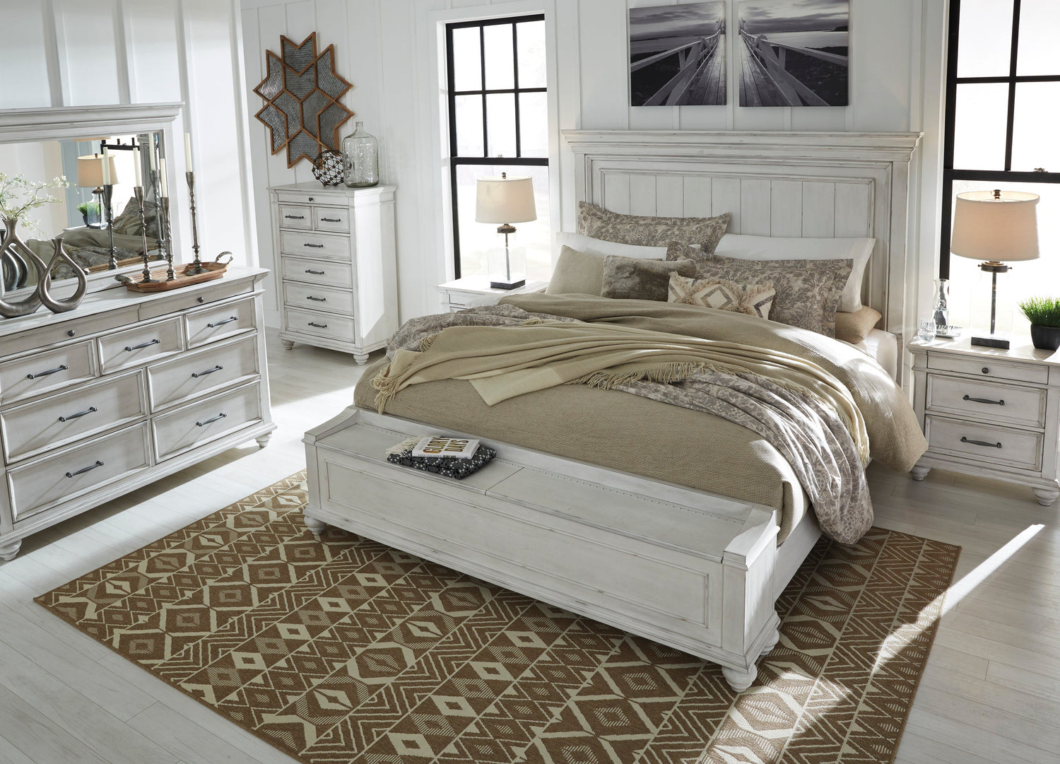 Kanwyn Whitewash Panel Storage Bedroom Set - SET | B777-56S | B777-58 | B777-97 | B777-31 | B777-36 | B777-93 | B777-46 - Bien Home Furniture & Electronics
