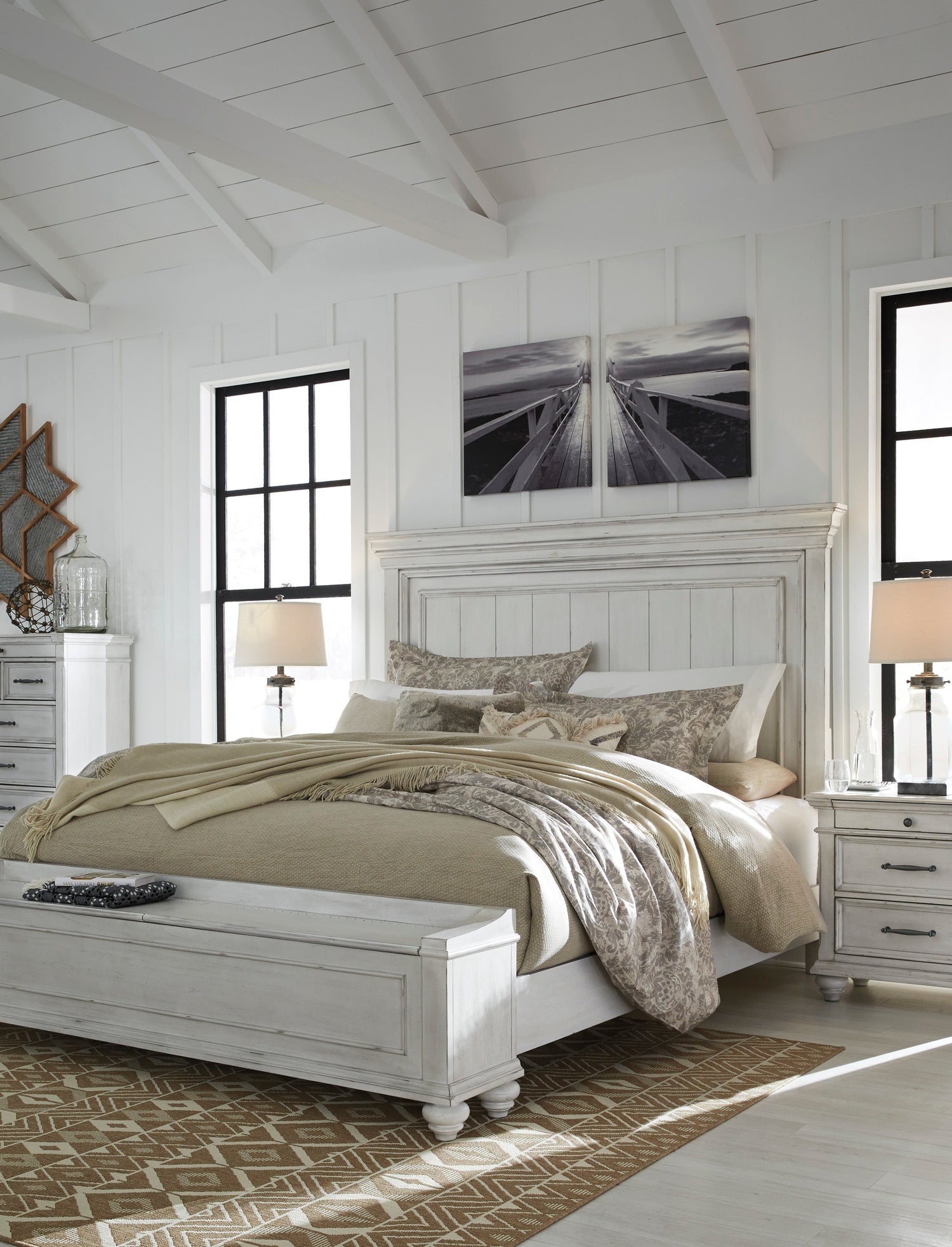 Kanwyn Whitewash Panel Storage Bedroom Set - SET | B777-56S | B777-58 | B777-97 | B777-31 | B777-36 | B777-93 | B777-46 - Bien Home Furniture & Electronics