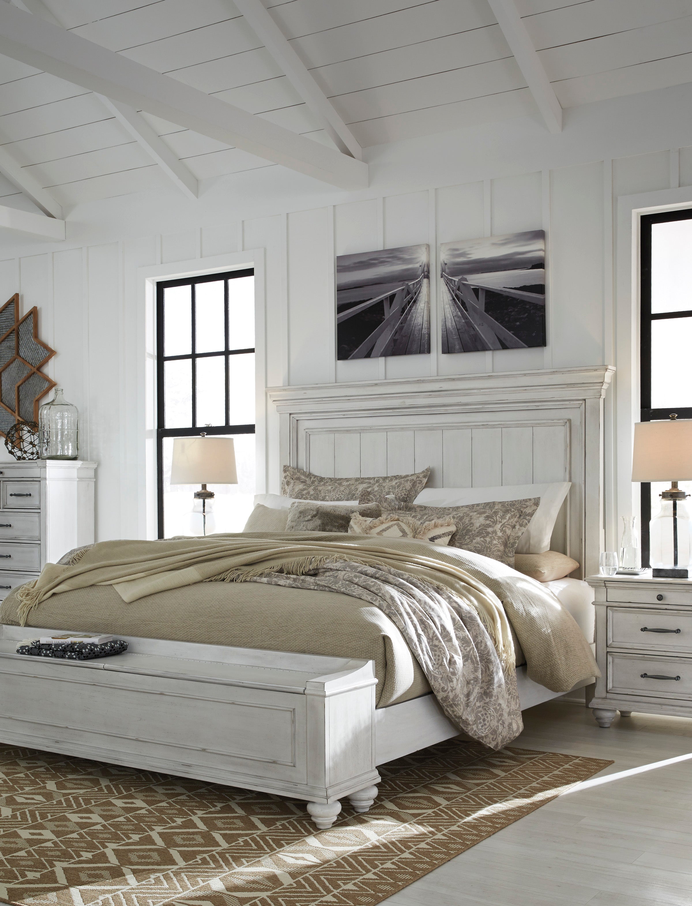 Kanwyn Whitewash Panel Storage Bedroom Set - SET | B777-56S | B777-58 | B777-97 | B777-31 | B777-36 | B777-93 | B777-46 - Bien Home Furniture &amp; Electronics