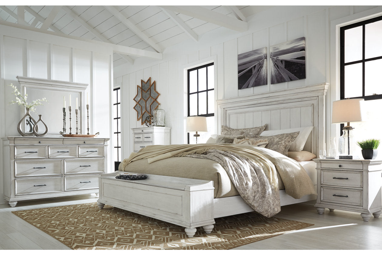 Kanwyn Whitewash Queen Panel Bed - SET | B777-54 | B777-57 | B777-96 - Bien Home Furniture &amp; Electronics