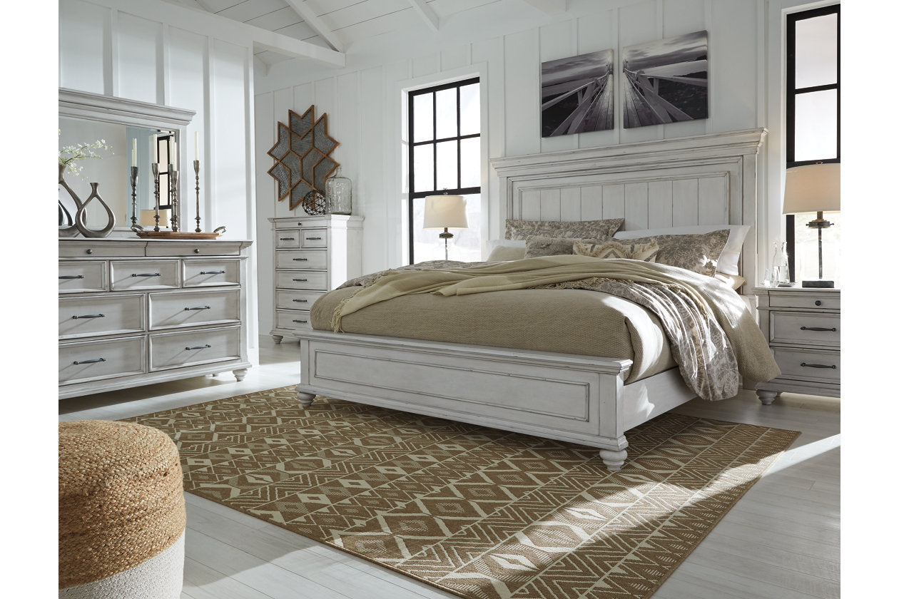 Kanwyn Whitewash Queen Panel Bed - SET | B777-54 | B777-57 | B777-96 - Bien Home Furniture &amp; Electronics