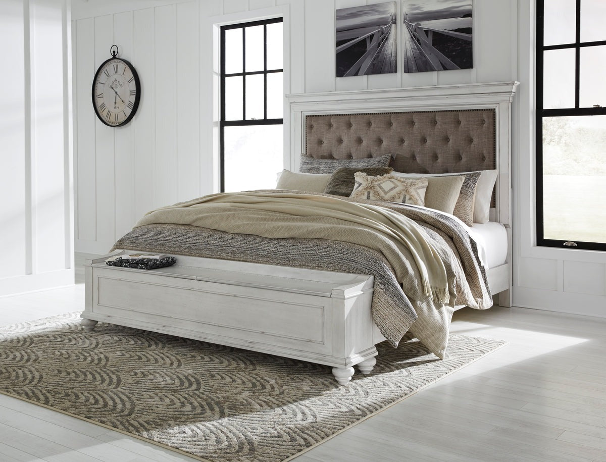 Kanwyn Whitewash Queen Upholstered Storage Bed - SET | B777-54S | B777-157 | B777-96 - Bien Home Furniture & Electronics
