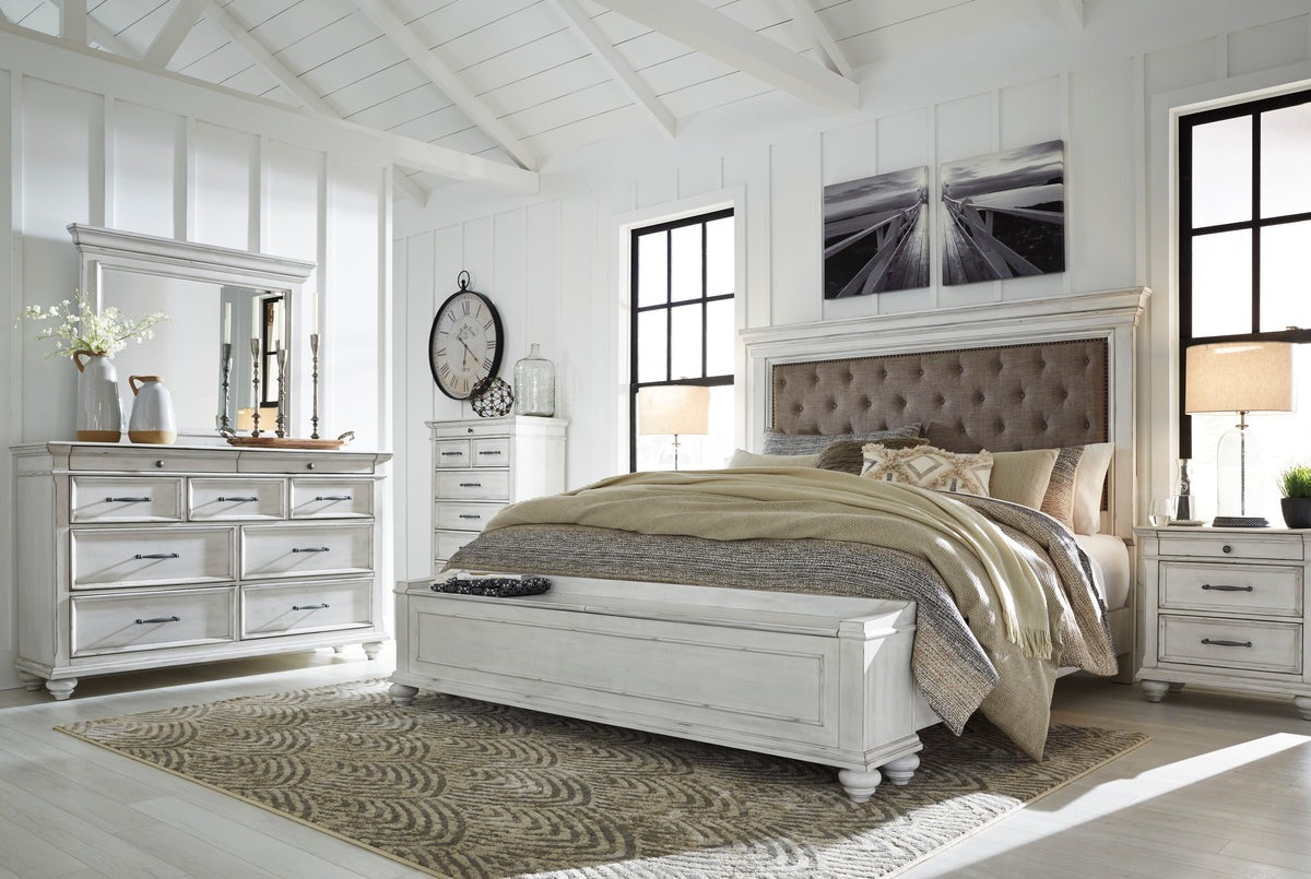 Kanwyn Whitewash Queen Upholstered Storage Bed - SET | B777-54S | B777-157 | B777-96 - Bien Home Furniture &amp; Electronics