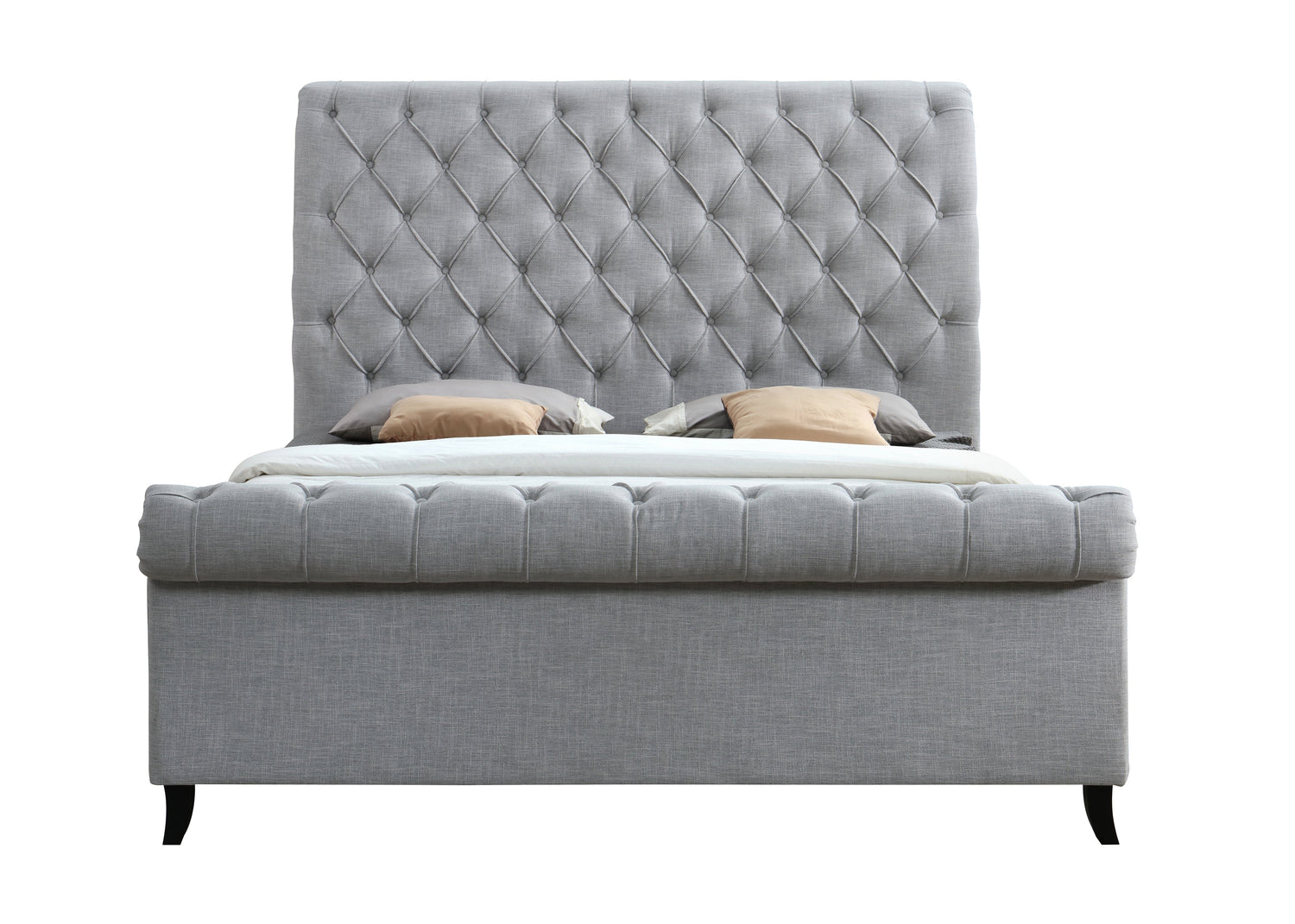 Kate Gray King Upholstered Sleigh Platform Bed - SET | 5103-K-HB | 5103-K-FB | 5103-KQ-RAIL - Bien Home Furniture & Electronics