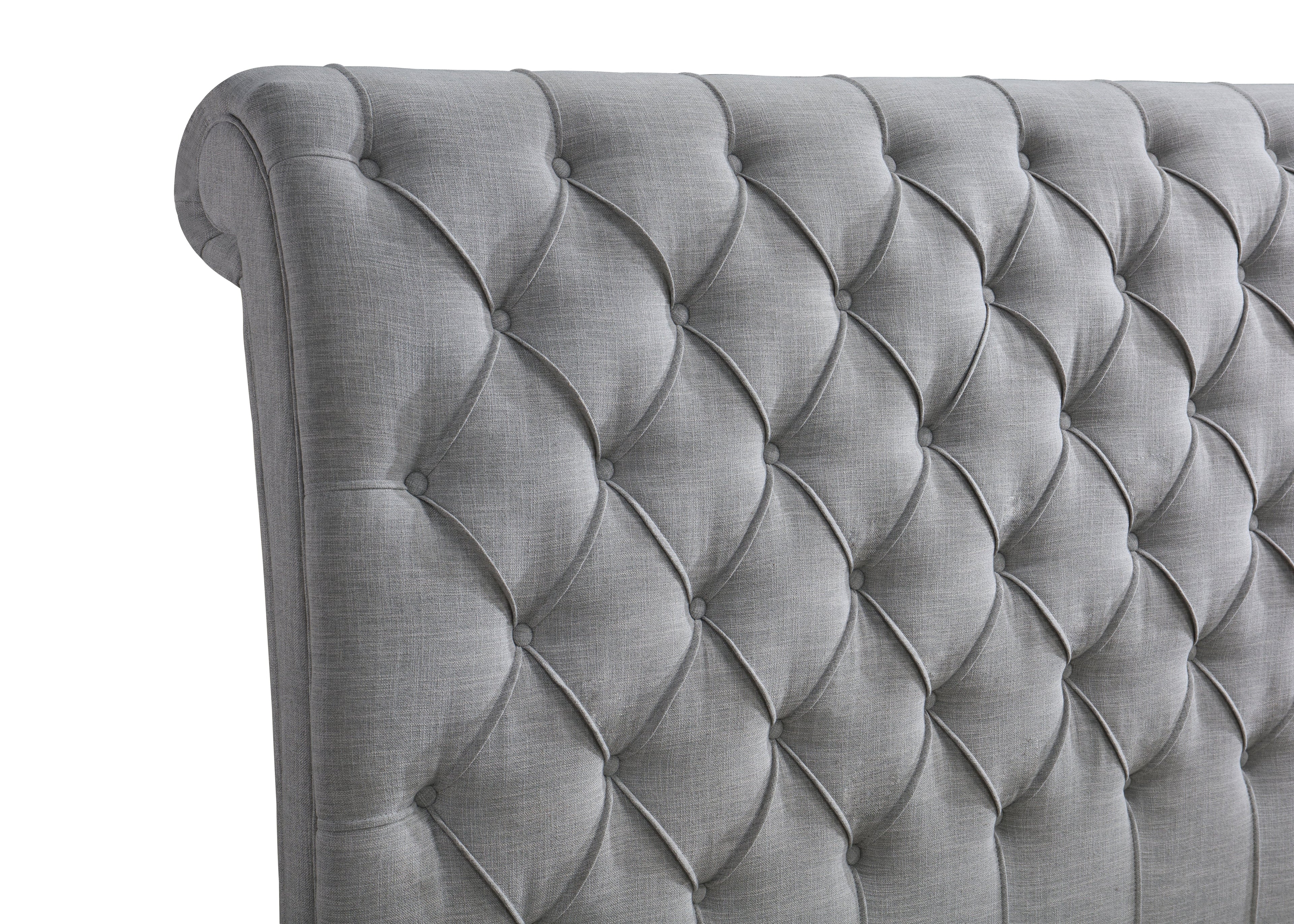 Kate Gray Queen Upholstered Sleigh Platform Bed - SET | 5103-Q-HB | 5103-Q-FB | 5103-KQ-RAIL - Bien Home Furniture & Electronics