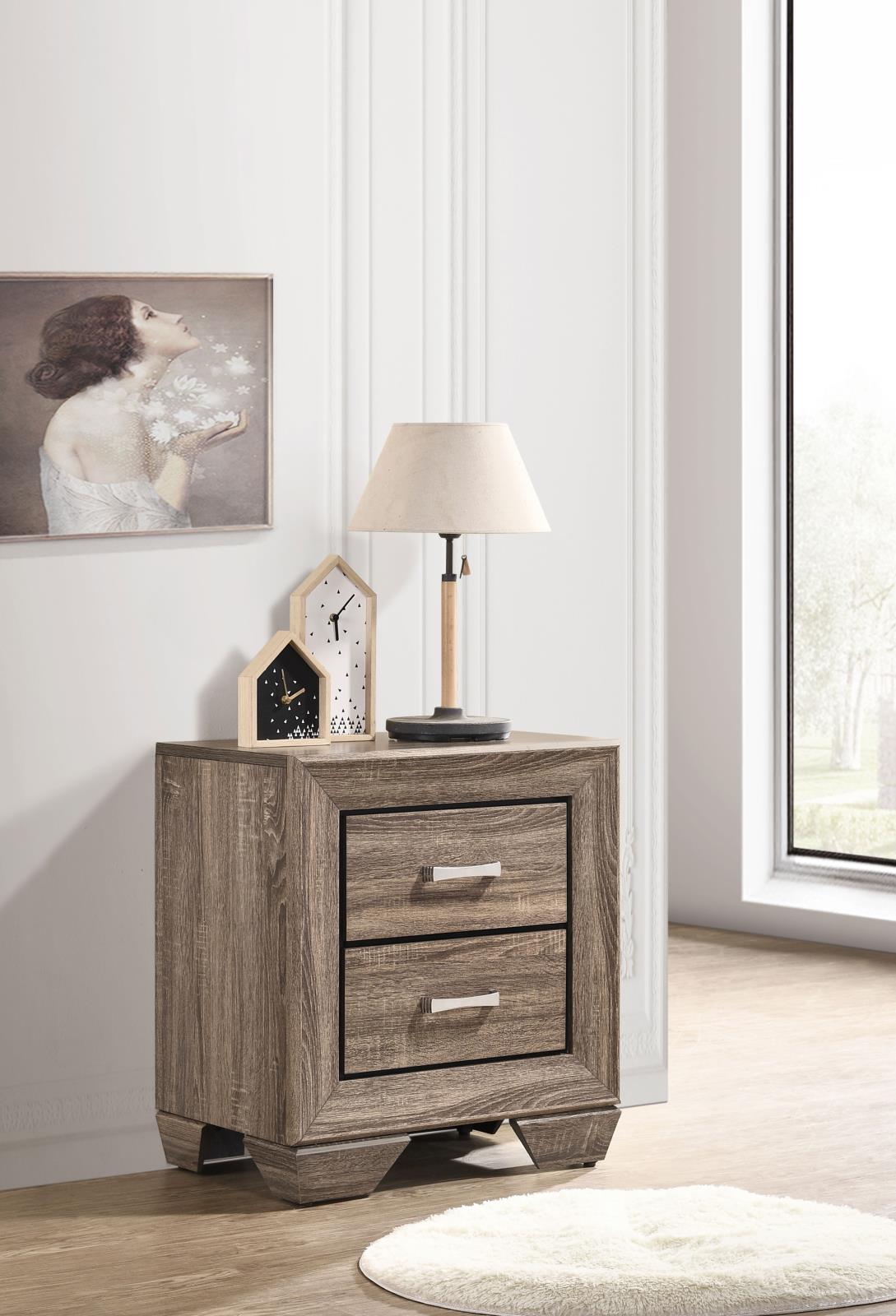 Kauffman 2-Drawer Nightstand Washed Taupe - 204192 - Bien Home Furniture & Electronics