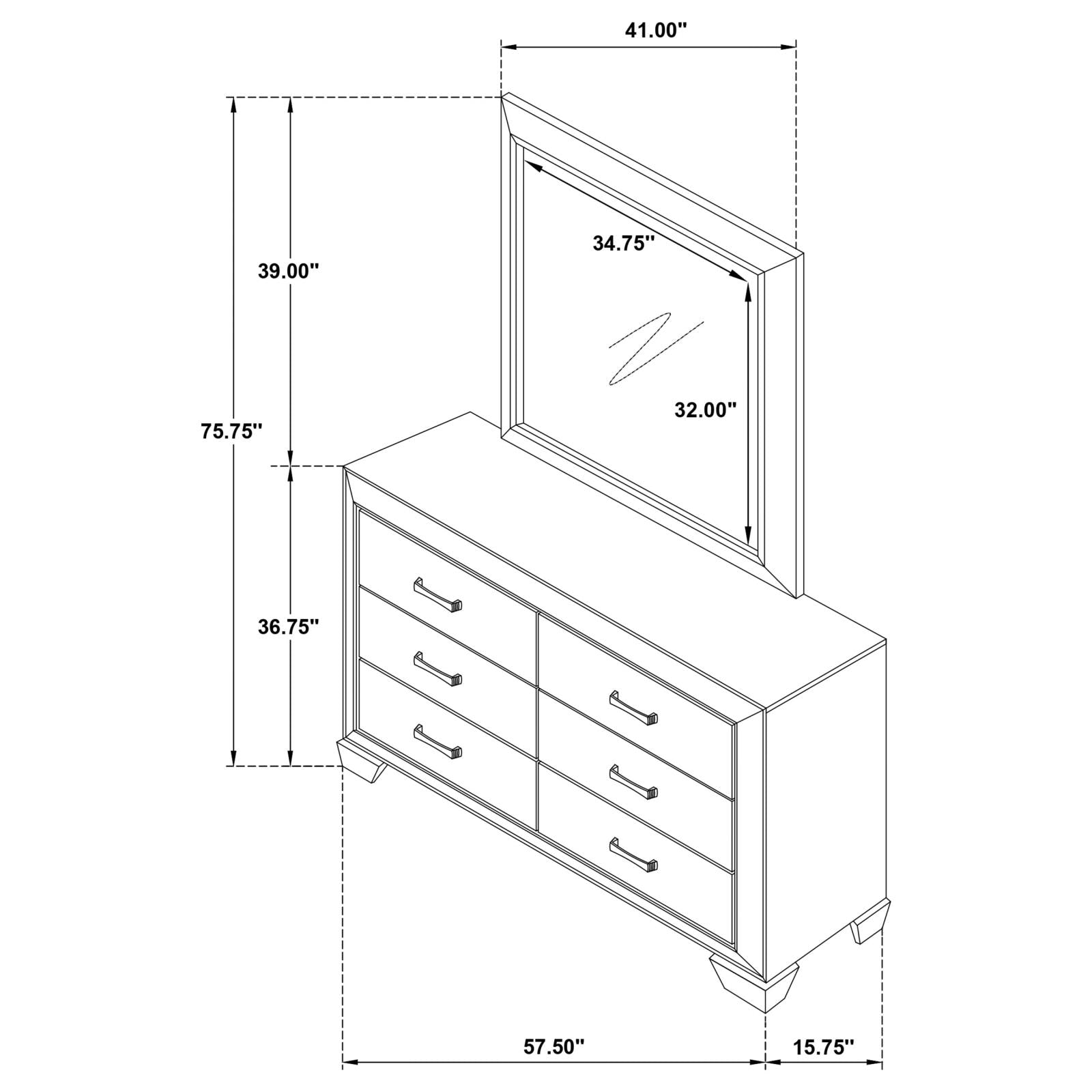 Kauffman 6-drawer Dresser with Mirror Washed Taupe - 204193M - Bien Home Furniture & Electronics