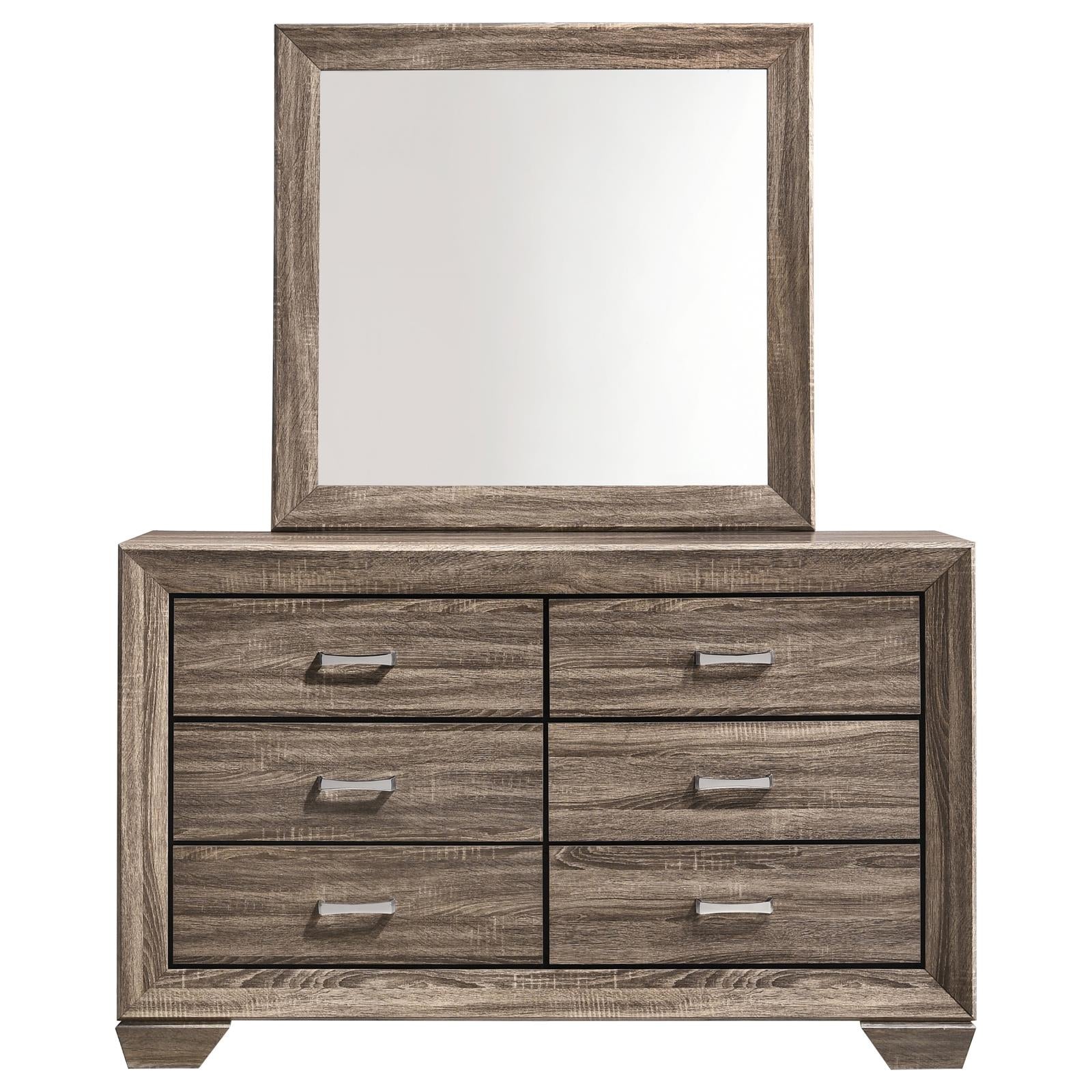 Kauffman 6-drawer Dresser with Mirror Washed Taupe - 204193M - Bien Home Furniture & Electronics