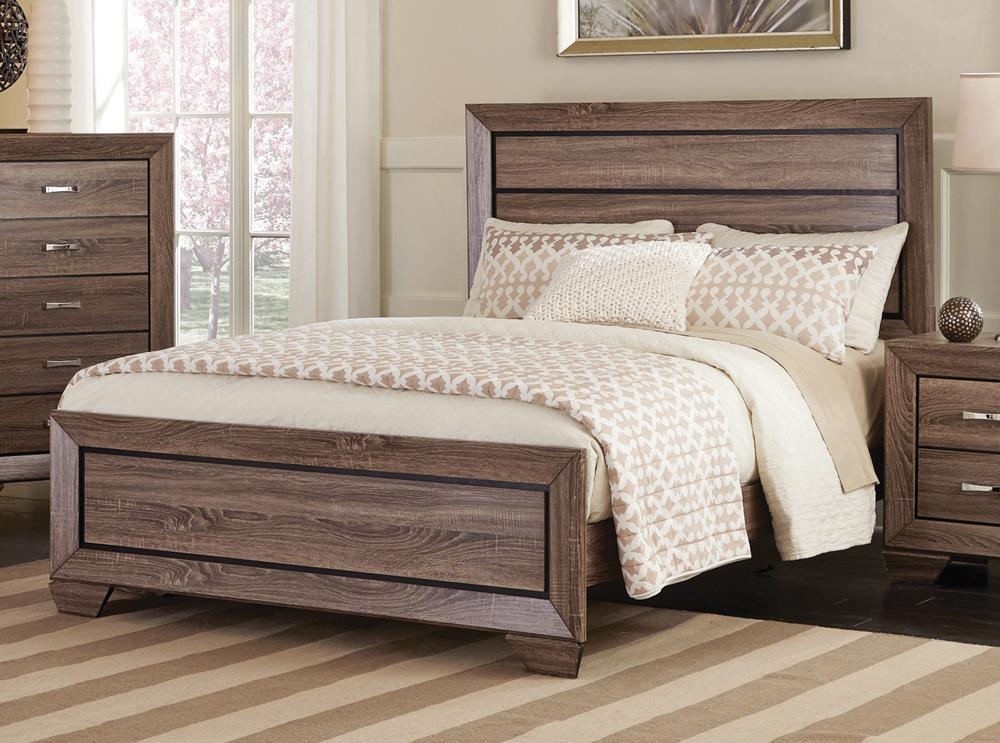 Kauffman California King Panel Bed Washed Taupe - 204191KW - Bien Home Furniture & Electronics
