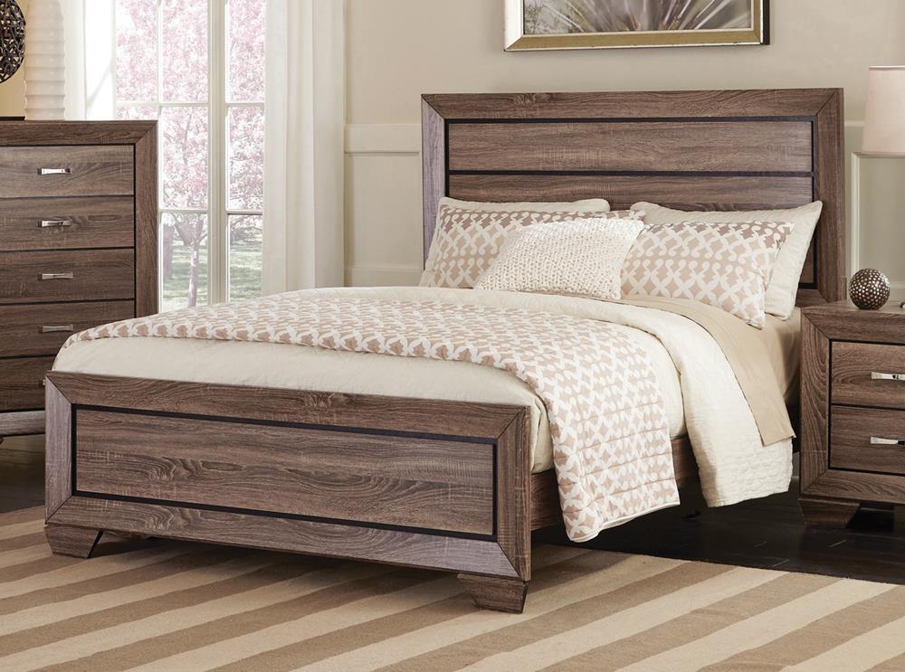 Kauffman California King Panel Bed Washed Taupe - 204191KW - Bien Home Furniture &amp; Electronics