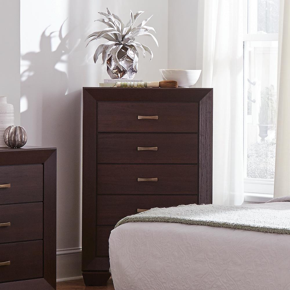 Kauffman Dark Cocoa 5-Drawer Chest - 204395 - Bien Home Furniture & Electronics