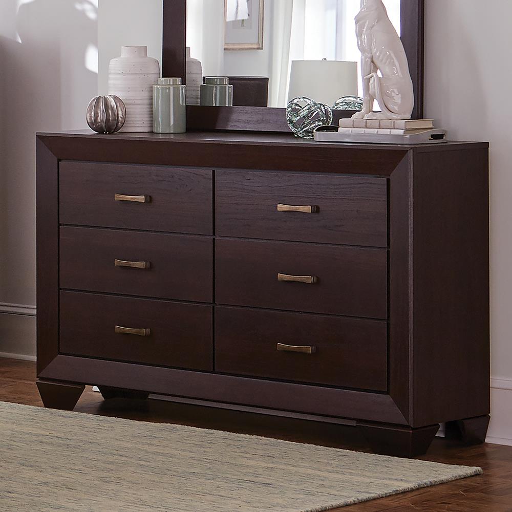 Kauffman Dark Cocoa 6-Drawer Dresser - 204393 - Bien Home Furniture &amp; Electronics