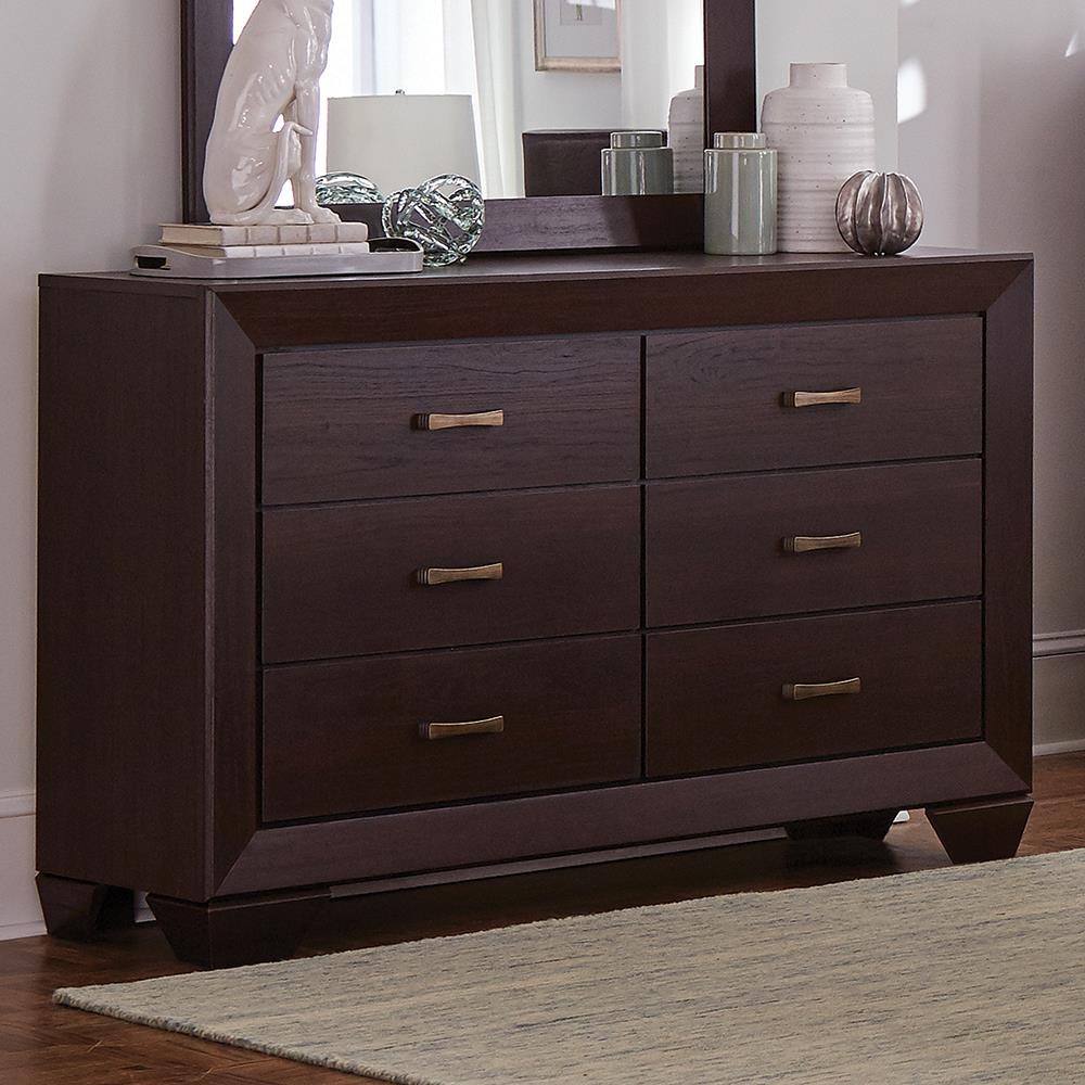 Kauffman Dark Cocoa 6-Drawer Dresser - 204393 - Bien Home Furniture & Electronics