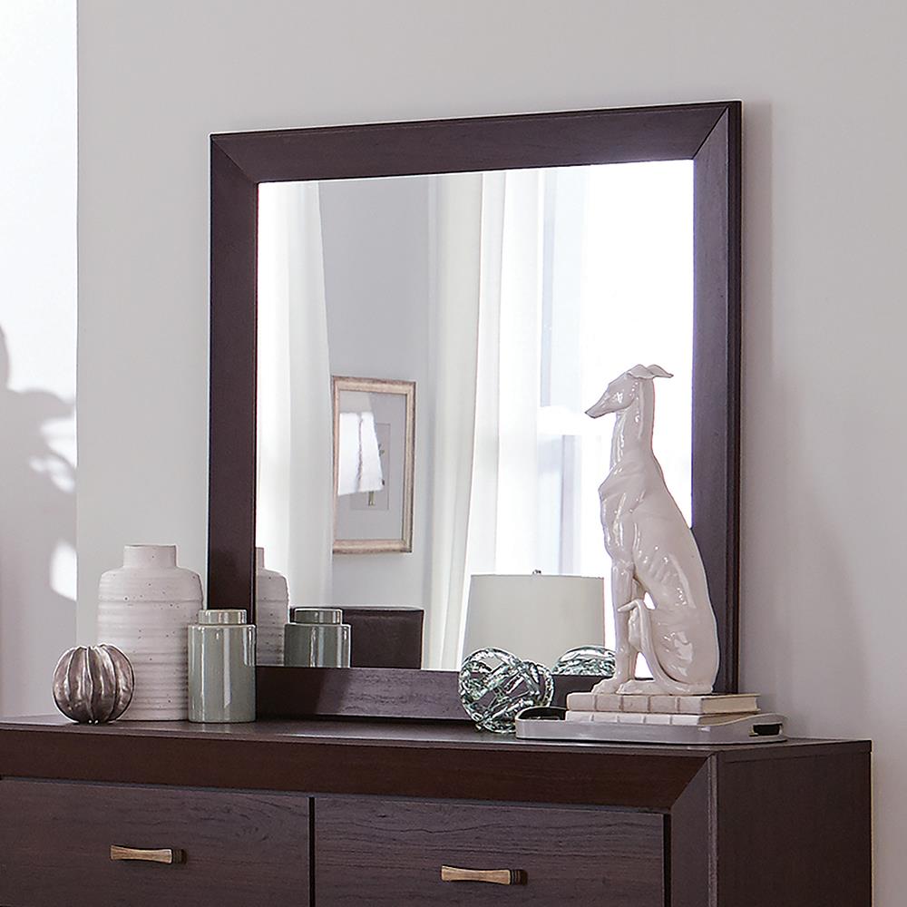 Kauffman Dark Cocoa Rectangular Mirror - 204394 - Bien Home Furniture & Electronics