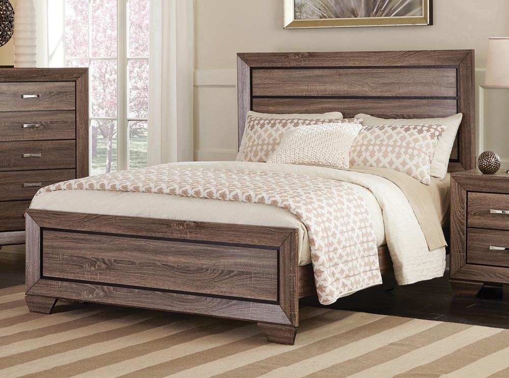 Kauffman Eastern King Panel Bed Washed Taupe - 204191KE - Bien Home Furniture &amp; Electronics