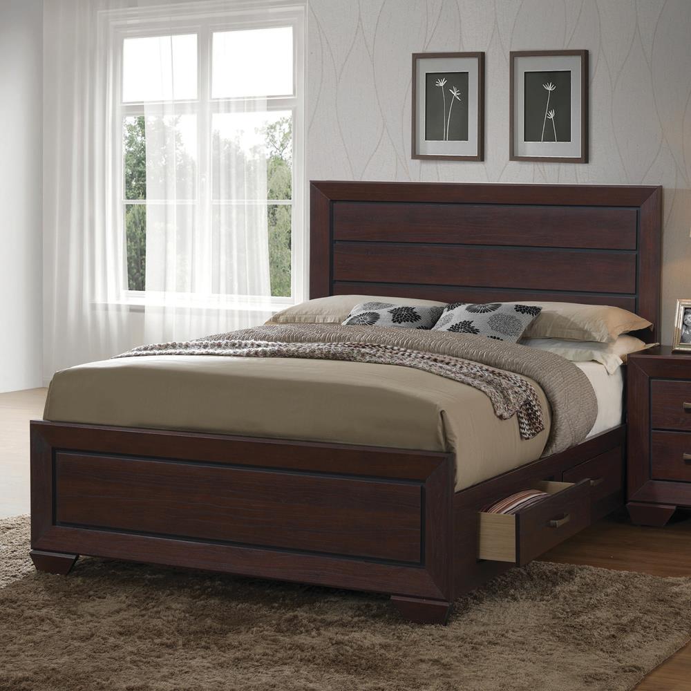 Kauffman Eastern King Storage Bed Dark Cocoa - 204390KE - Bien Home Furniture &amp; Electronics