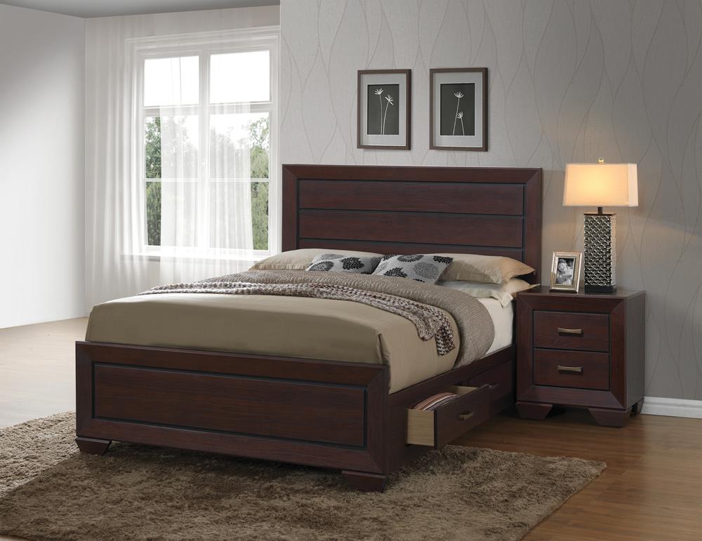 Kauffman Eastern King Storage Bed Dark Cocoa - 204390KE - Bien Home Furniture &amp; Electronics