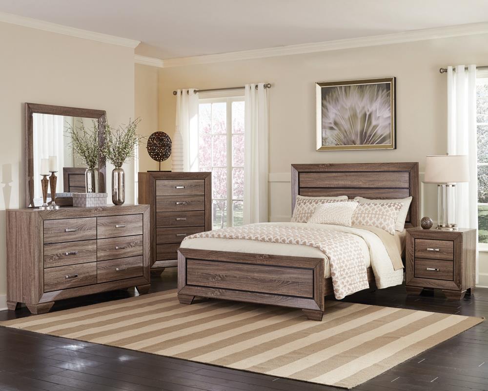 Kauffman Queen Panel Bed Washed Taupe - 204191Q - Bien Home Furniture &amp; Electronics