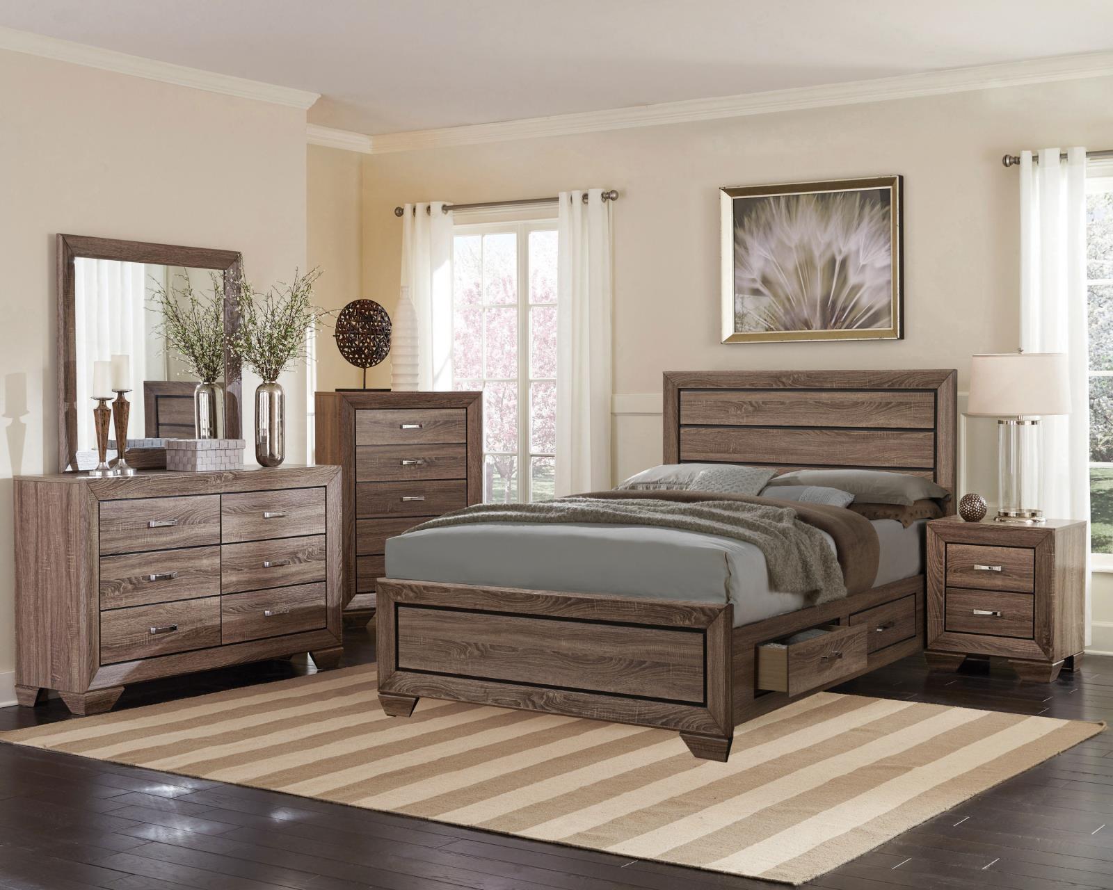 Kauffman Storage Bedroom Set with High Straight Headboard - 204190KE-S5 - Bien Home Furniture & Electronics