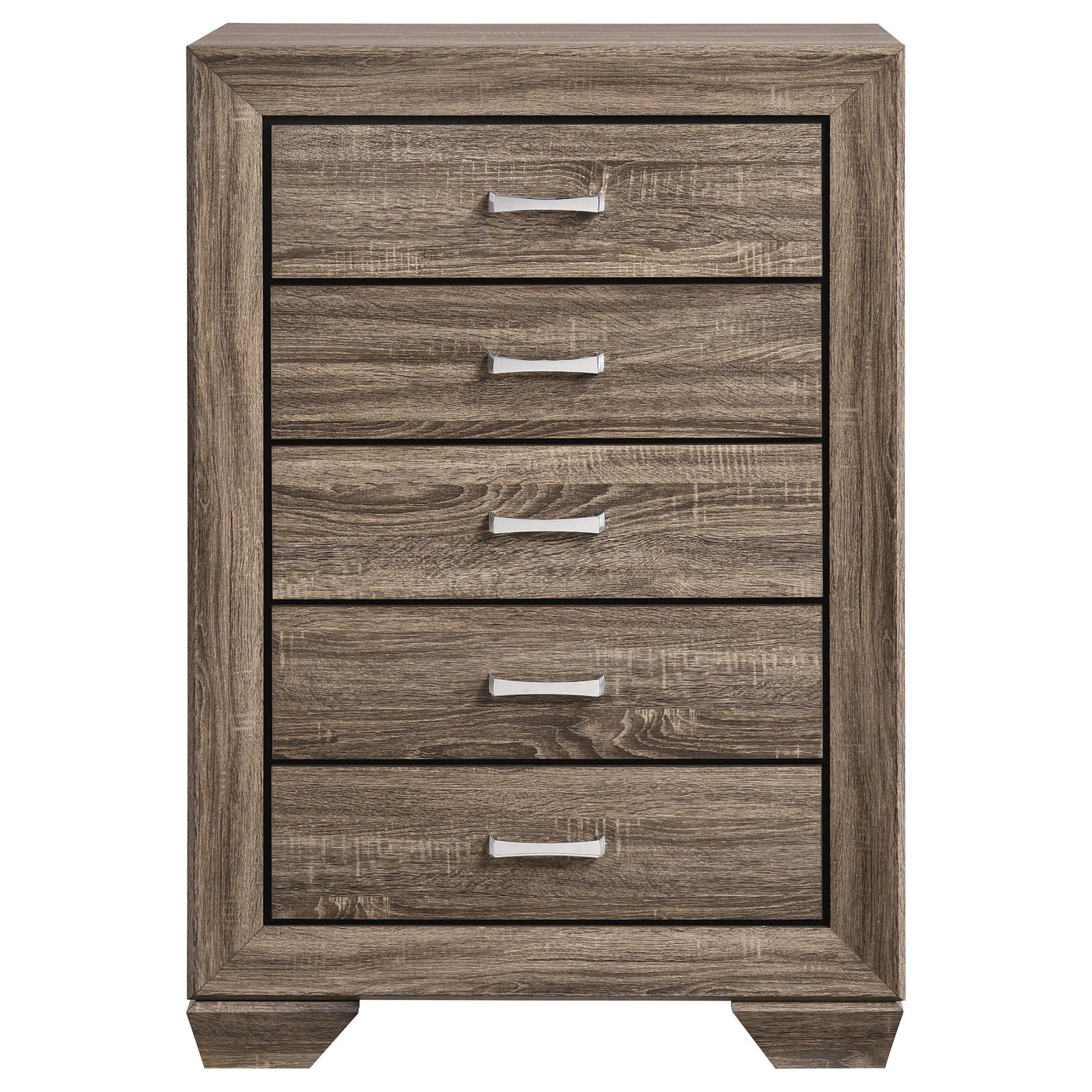 Kauffman Washed Taupe 5-Drawer Chest - 204195 - Bien Home Furniture & Electronics
