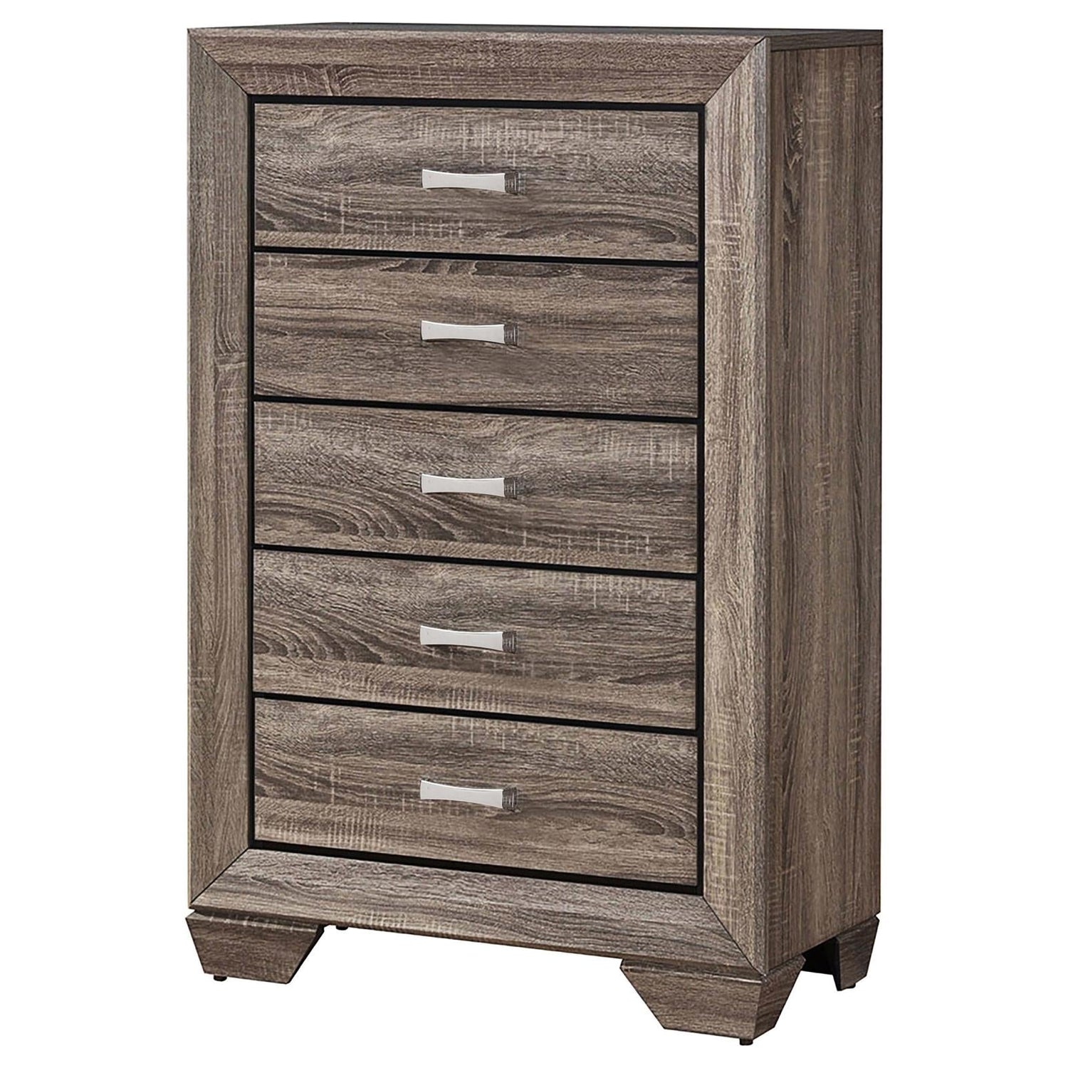 Kauffman Washed Taupe 5-Drawer Chest - 204195 - Bien Home Furniture & Electronics