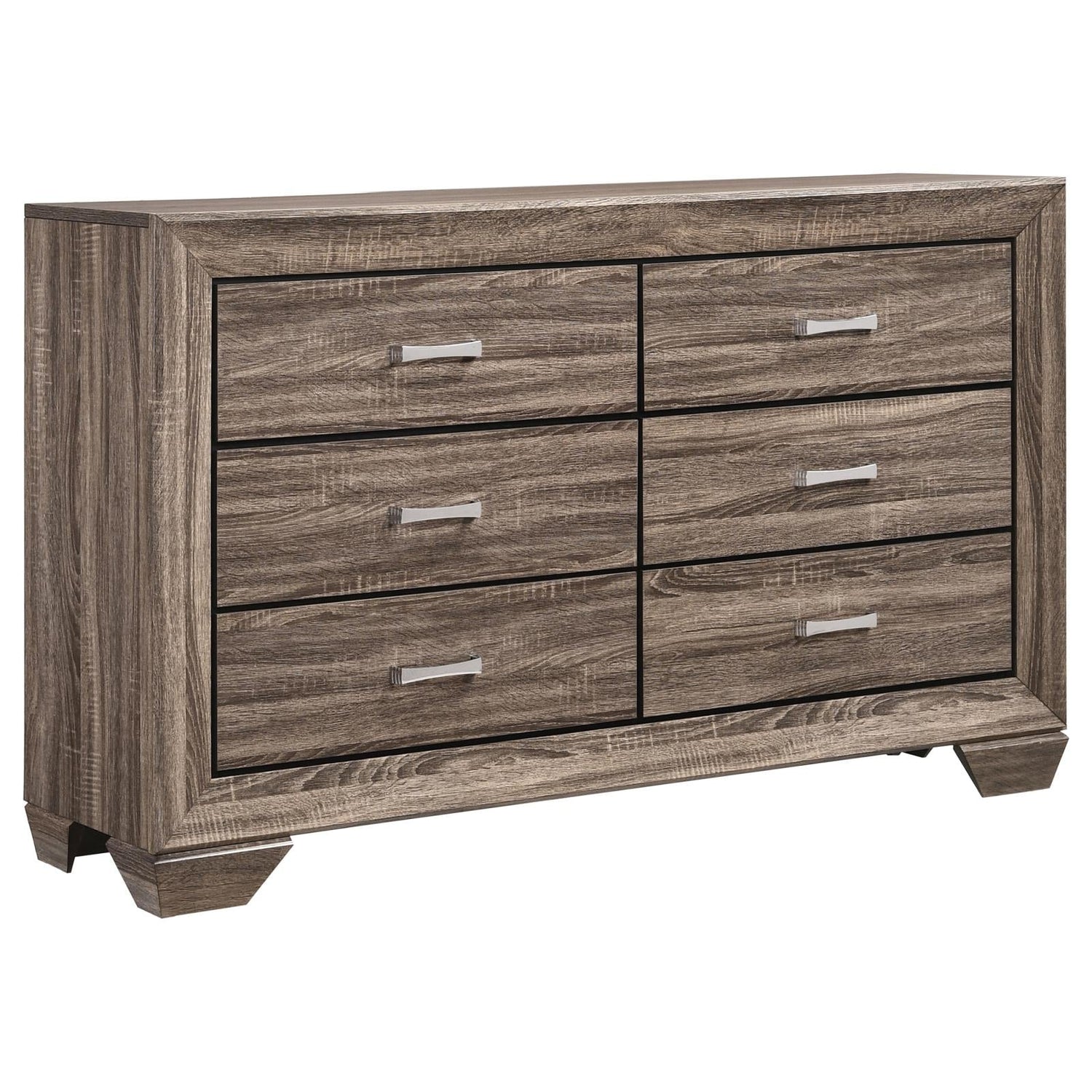 Kauffman Washed Taupe 6-Drawer Dresser - 204193 - Bien Home Furniture & Electronics