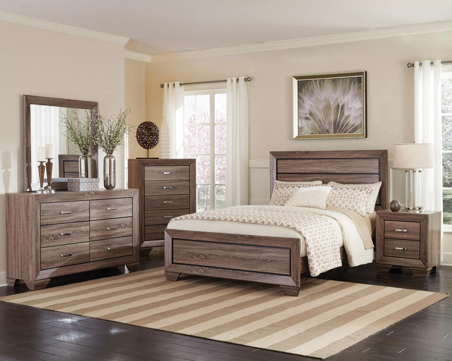 Kauffman Washed Taupe 6-Drawer Dresser - 204193 - Bien Home Furniture & Electronics