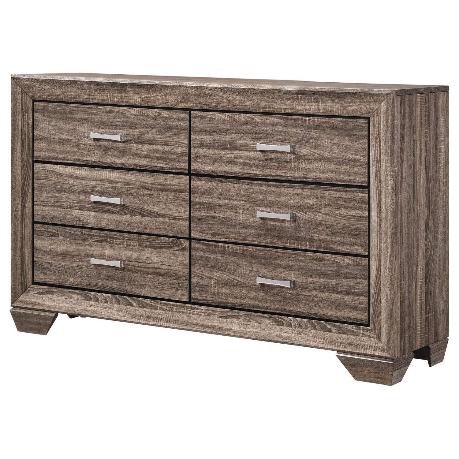 Kauffman Washed Taupe 6-Drawer Dresser - 204193 - Bien Home Furniture & Electronics