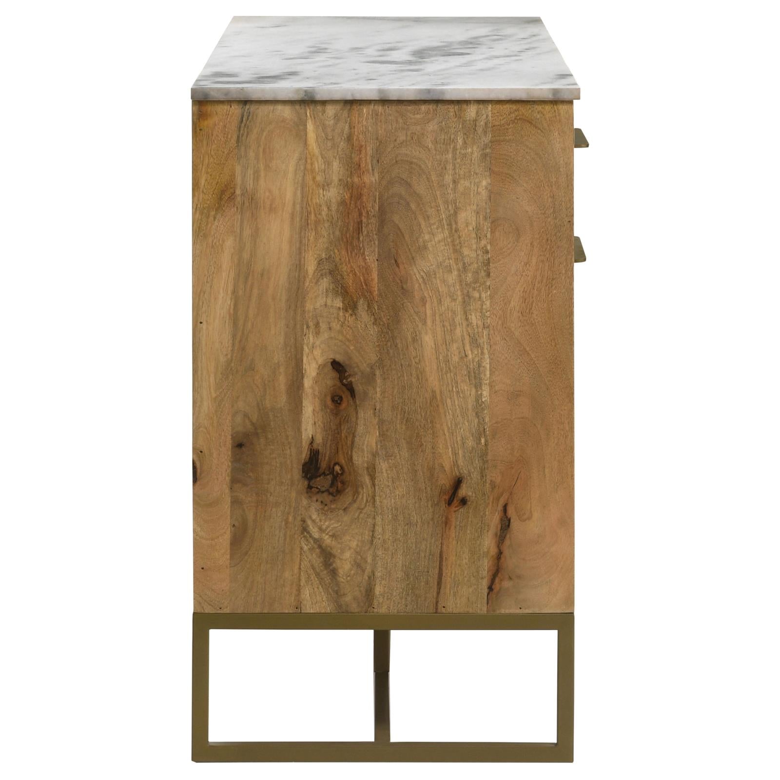 Keaton Natural/Antique Gold 3-Door Accent Cabinet with Marble Top - 951138 - Bien Home Furniture & Electronics