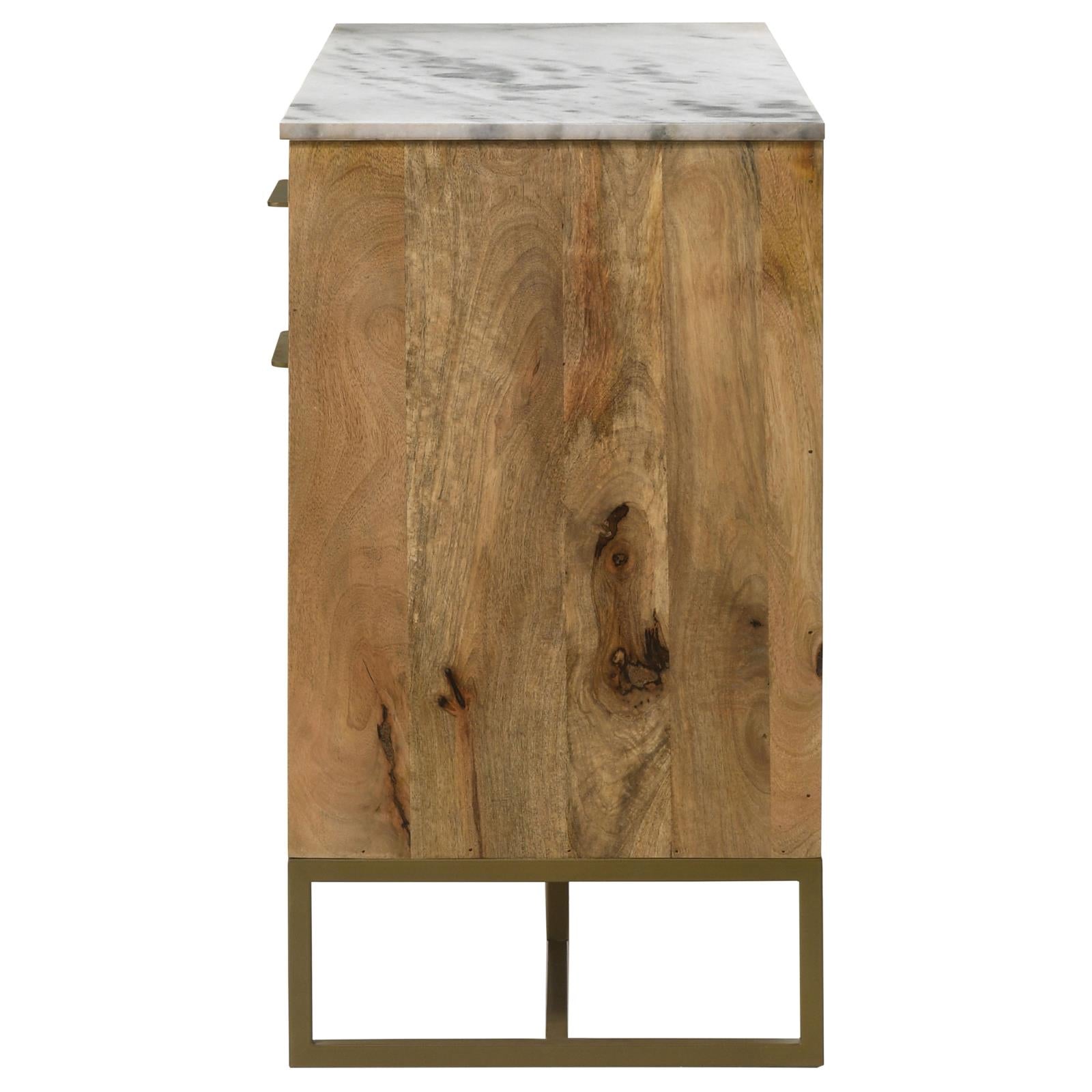 Keaton Natural/Antique Gold 3-Door Accent Cabinet with Marble Top - 951138 - Bien Home Furniture & Electronics