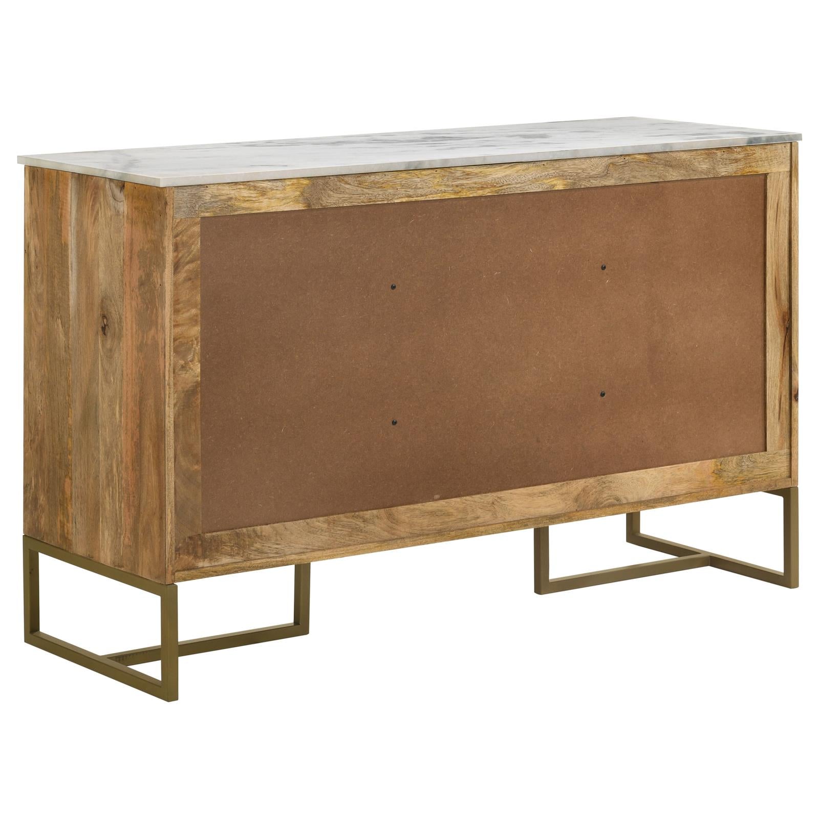 Keaton Natural/Antique Gold 3-Door Accent Cabinet with Marble Top - 951138 - Bien Home Furniture & Electronics