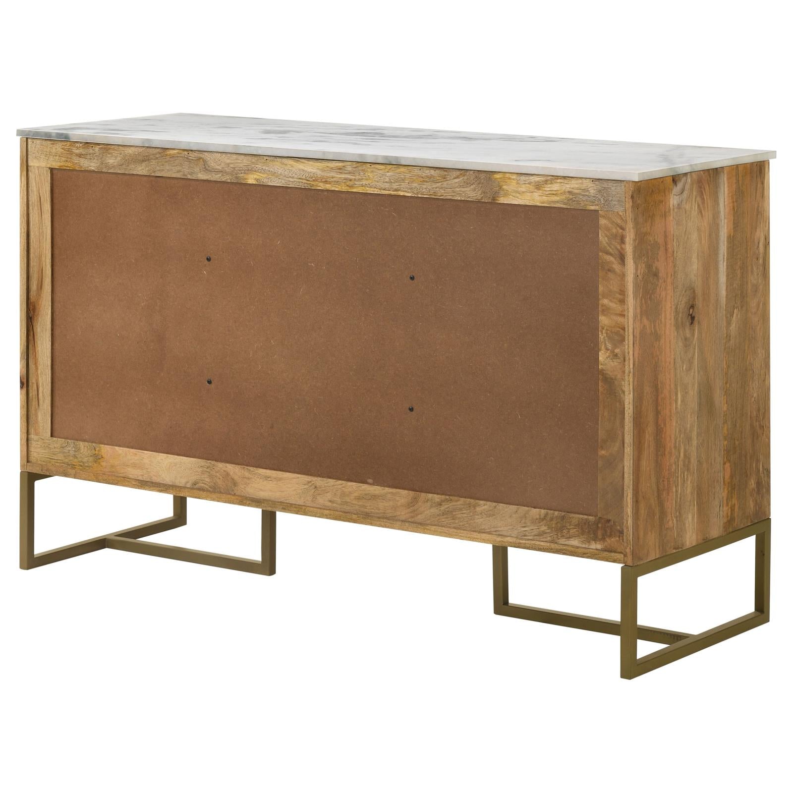Keaton Natural/Antique Gold 3-Door Accent Cabinet with Marble Top - 951138 - Bien Home Furniture & Electronics