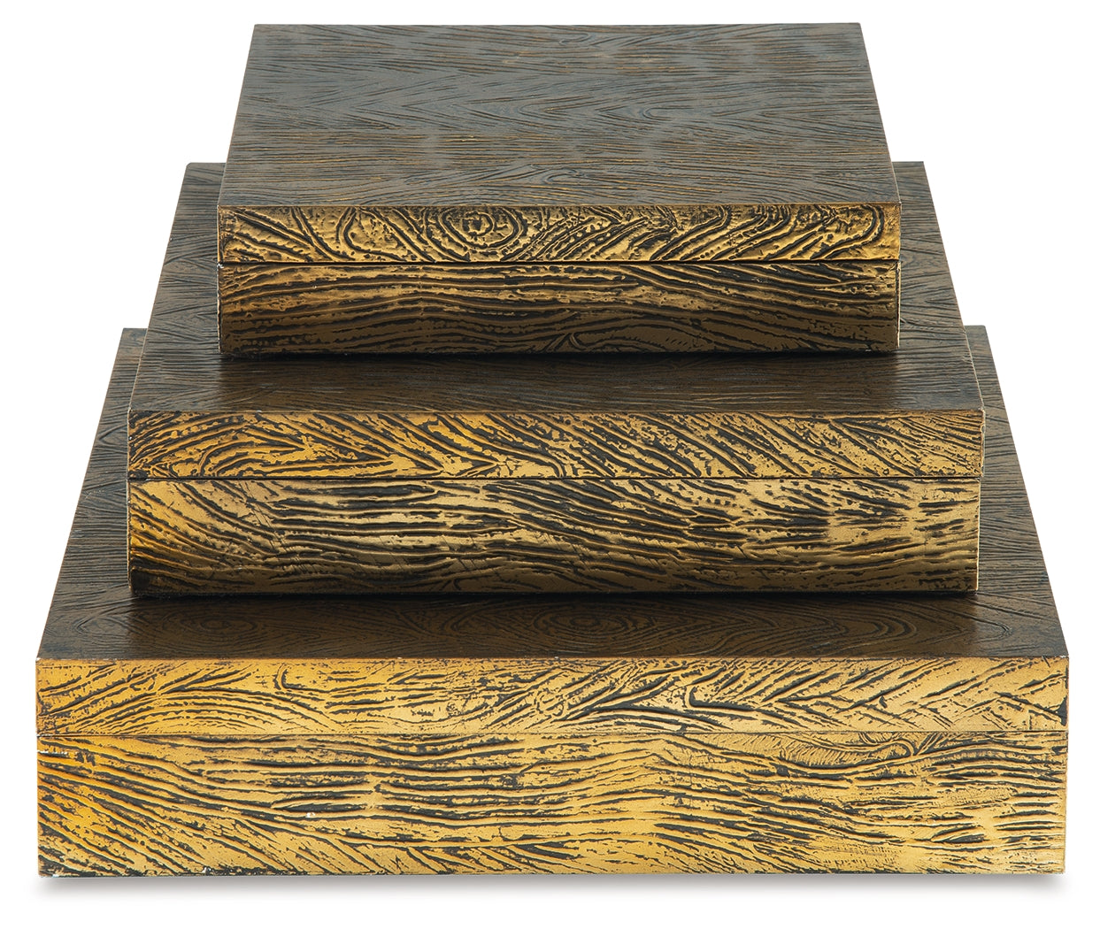 Keldy Antique Brass Finish Box, Set of 3 - A2000490 - Bien Home Furniture & Electronics