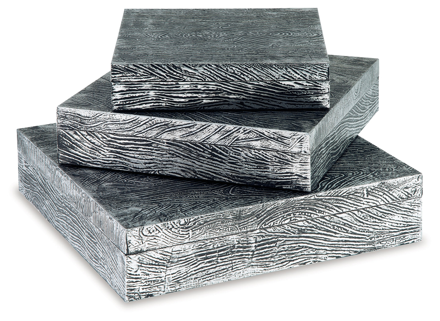 Keldy Antique Pewter Finish Box, Set of 3 - A2000491 - Bien Home Furniture & Electronics