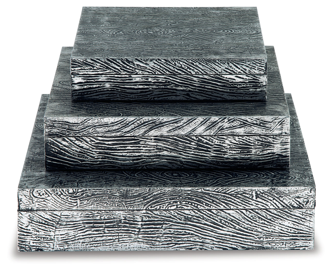 Keldy Antique Pewter Finish Box, Set of 3 - A2000491 - Bien Home Furniture & Electronics