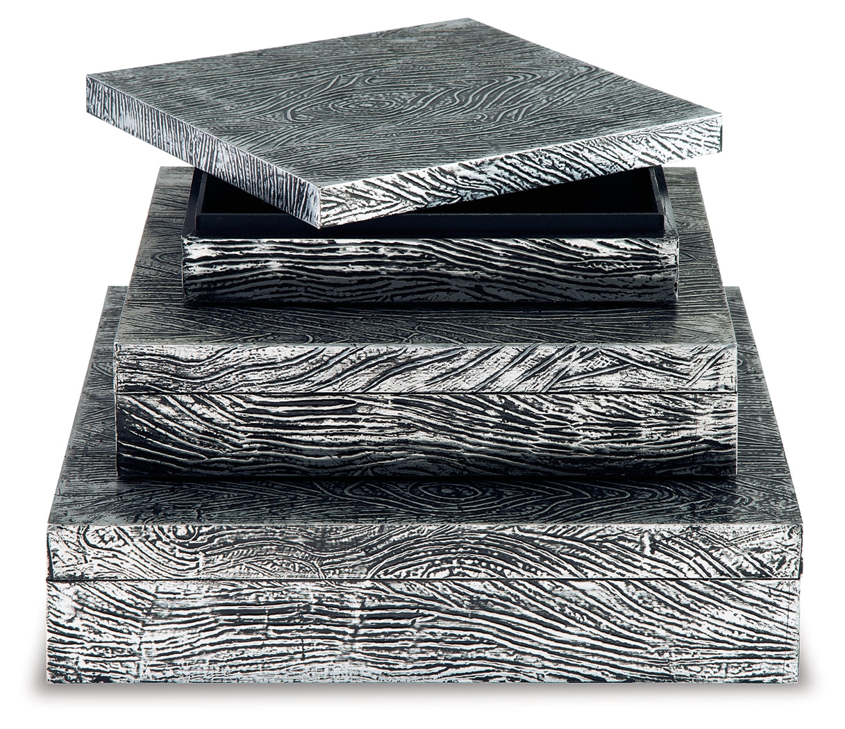 Keldy Antique Pewter Finish Box, Set of 3 - A2000491 - Bien Home Furniture & Electronics