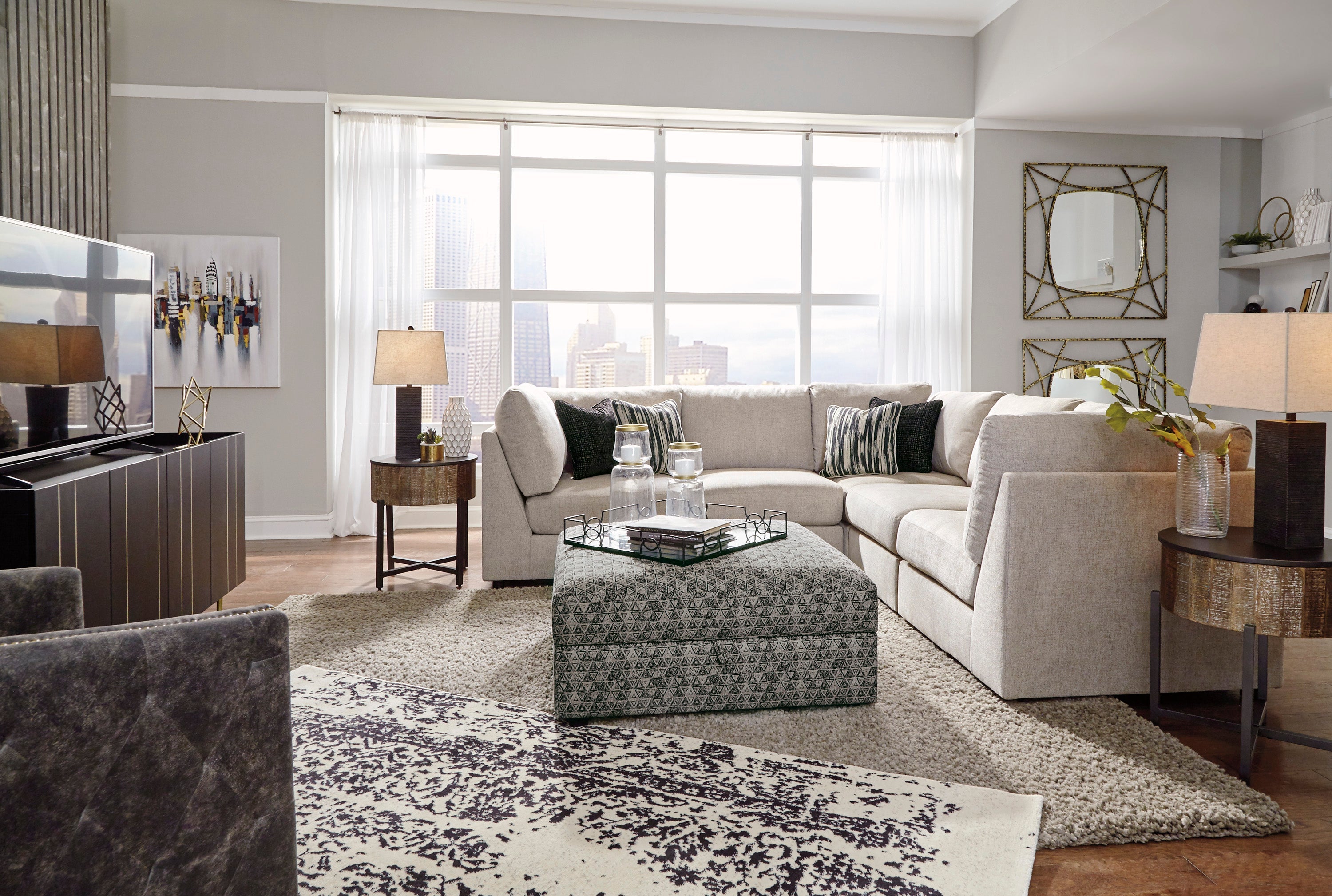Kellway Bisque 5-Piece Sectional - SET | 9870777(3) | 9870746(2) | 9870711 - Bien Home Furniture & Electronics
