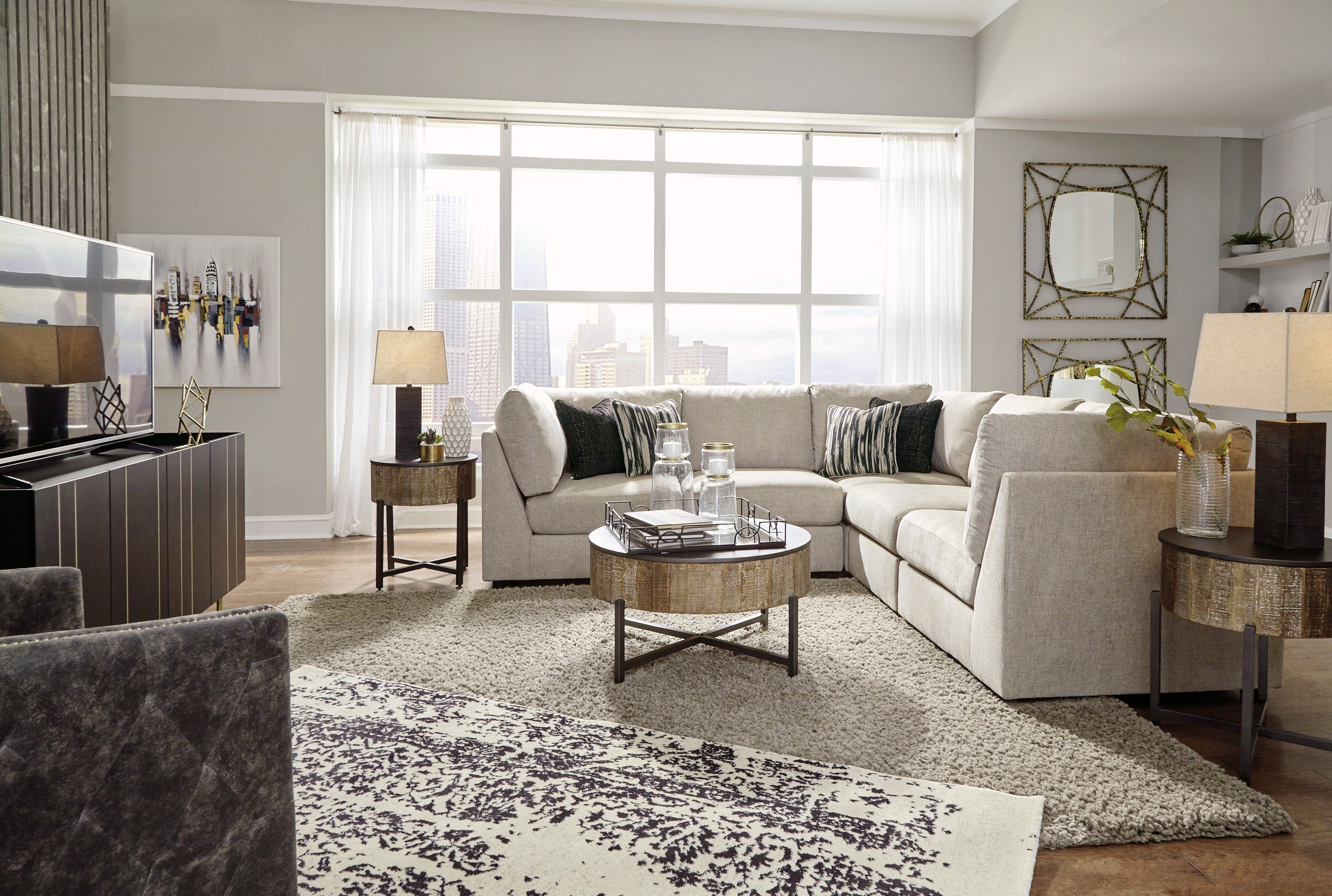 Kellway Bisque 5-Piece Sectional - SET | 9870777(3) | 9870746(2) | 9870711 - Bien Home Furniture & Electronics