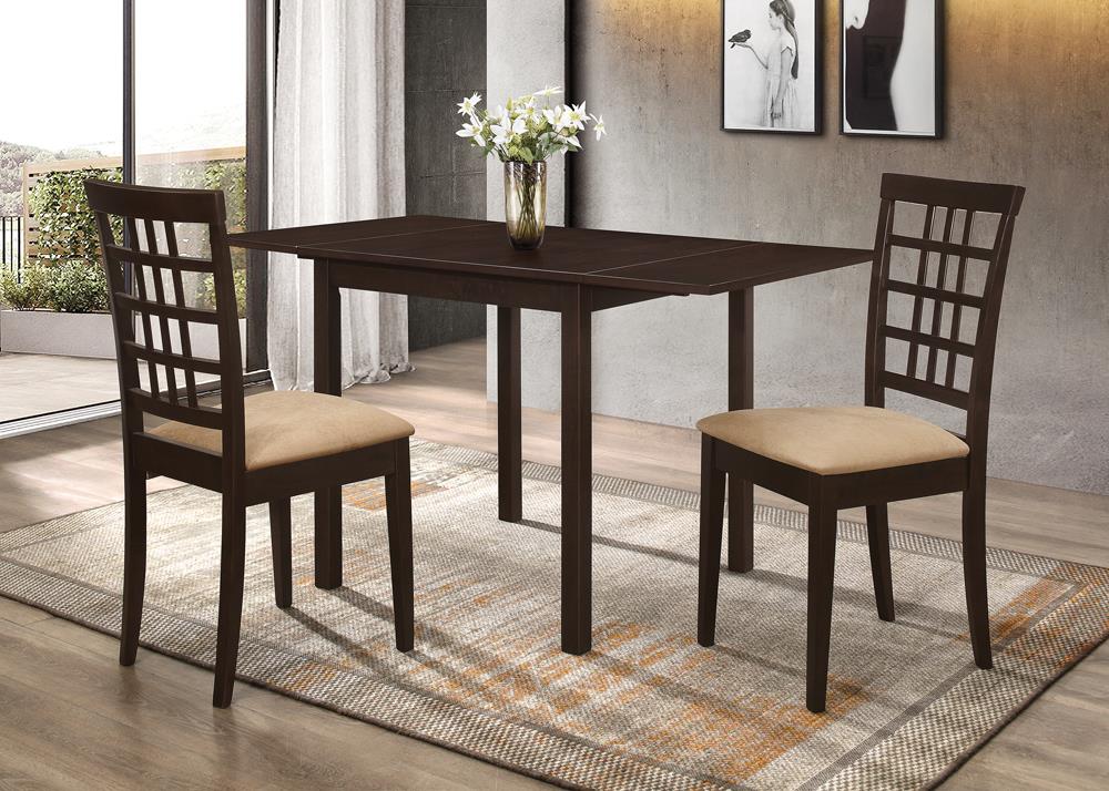 Kelso 3-Piece Drop Leaf Dining Set Cappuccino/Tan - 190821-S3 - Bien Home Furniture & Electronics