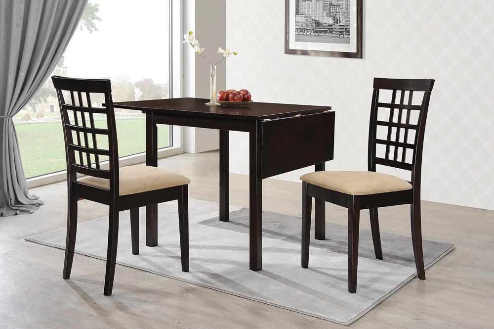 Kelso 3-Piece Drop Leaf Dining Set Cappuccino/Tan - 190821-S3 - Bien Home Furniture & Electronics