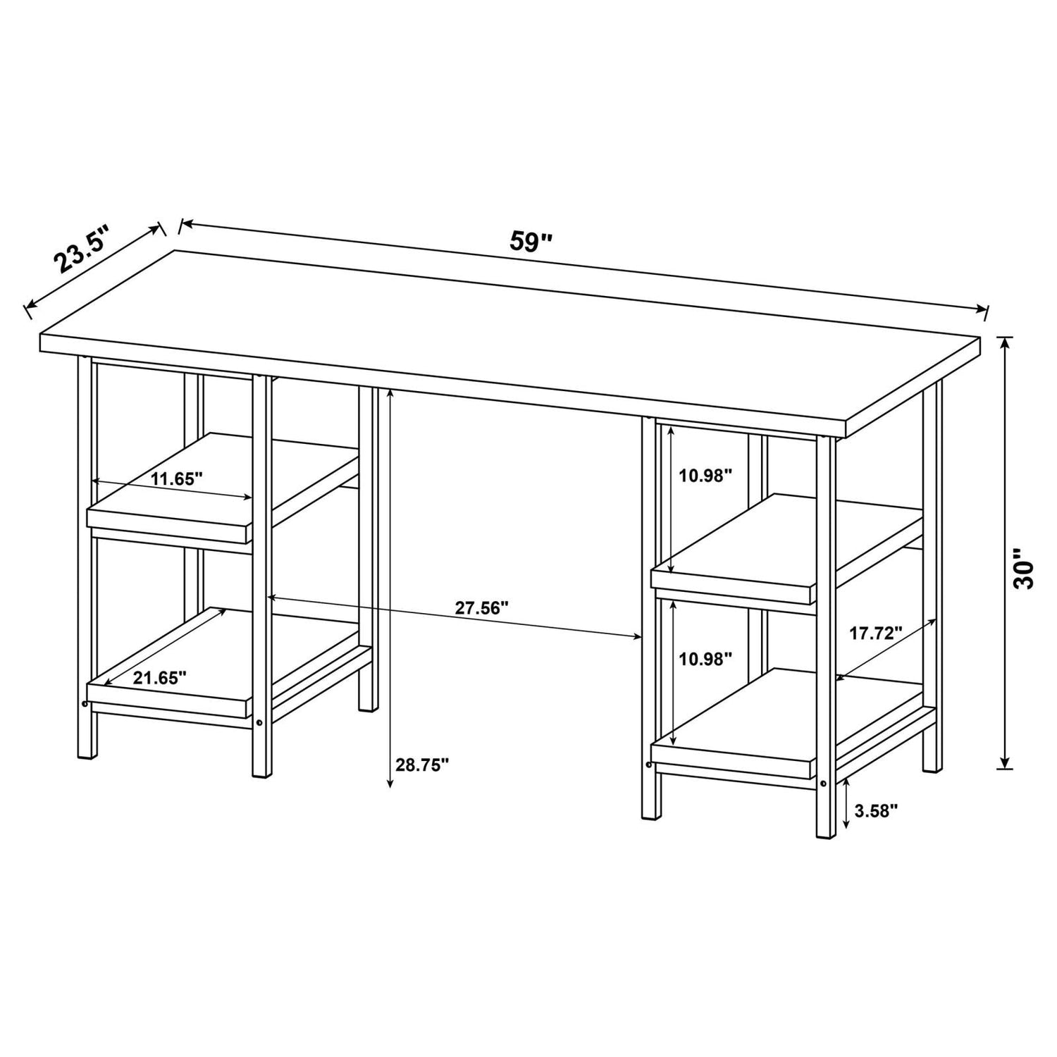 Kemper Salvaged Cabin 4-Shelf Writing Desk - 801551 - Bien Home Furniture & Electronics