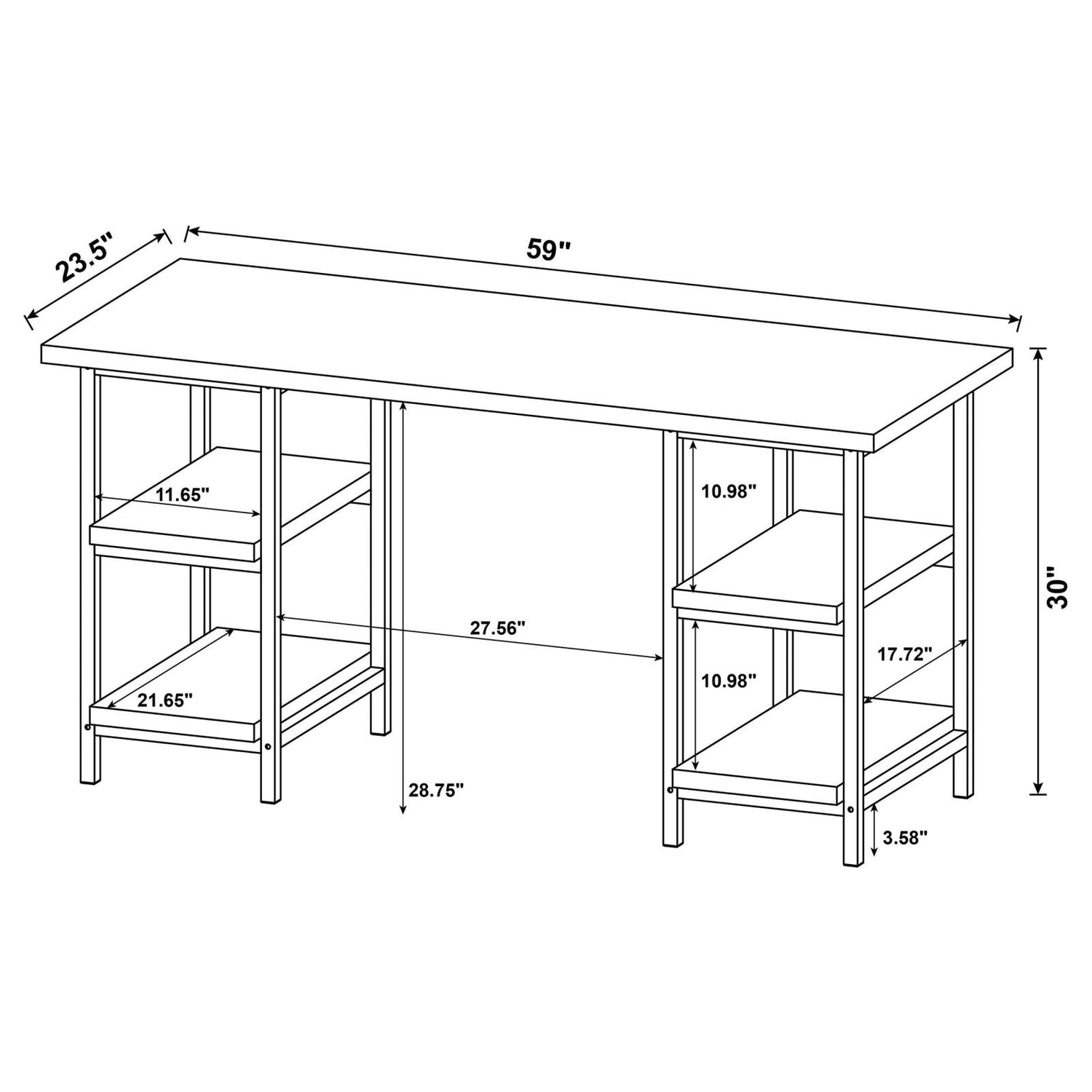 Kemper Salvaged Cabin 4-Shelf Writing Desk - 801551 - Bien Home Furniture &amp; Electronics