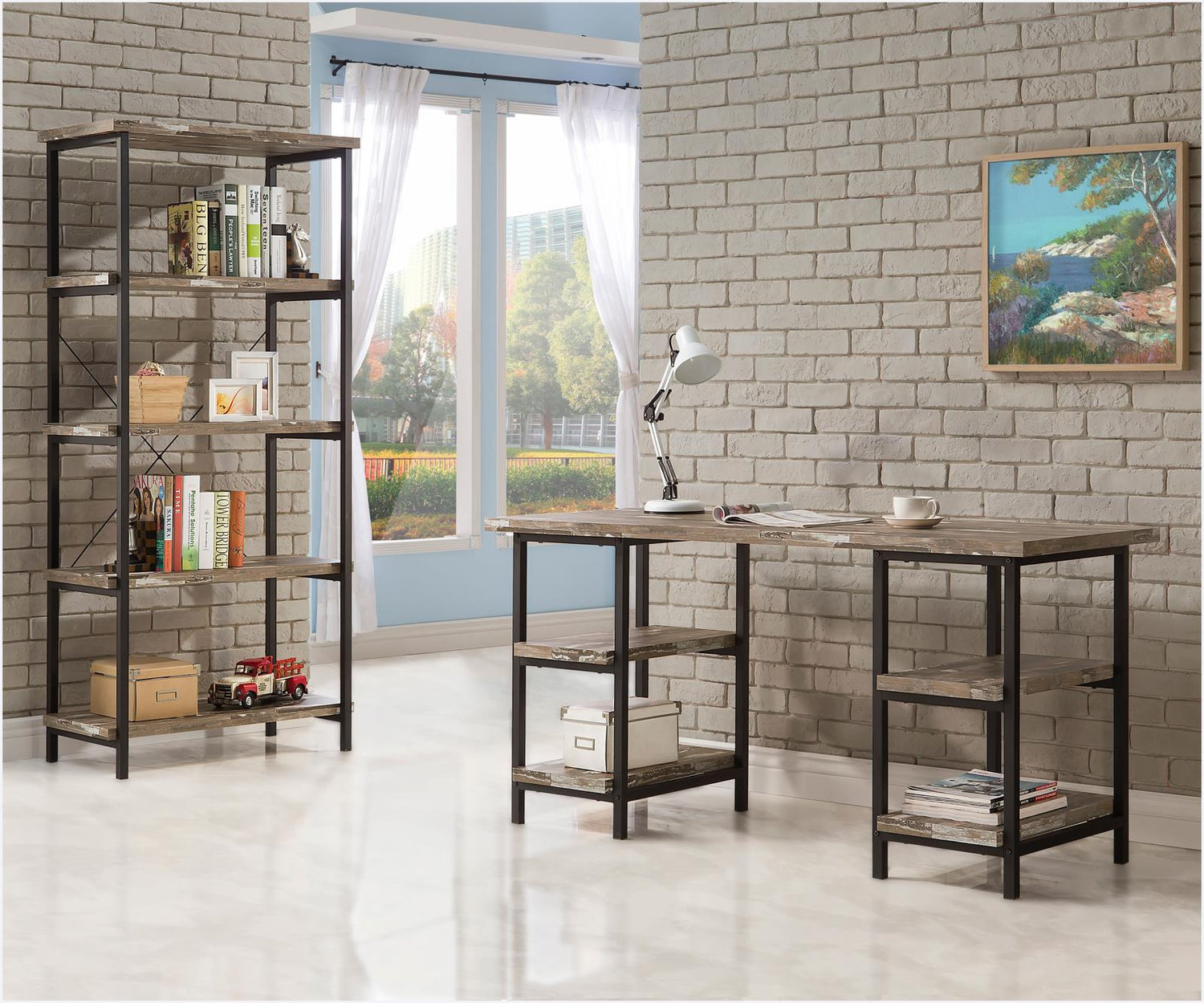 Kemper Salvaged Cabin 4-Shelf Writing Desk - 801551 - Bien Home Furniture & Electronics