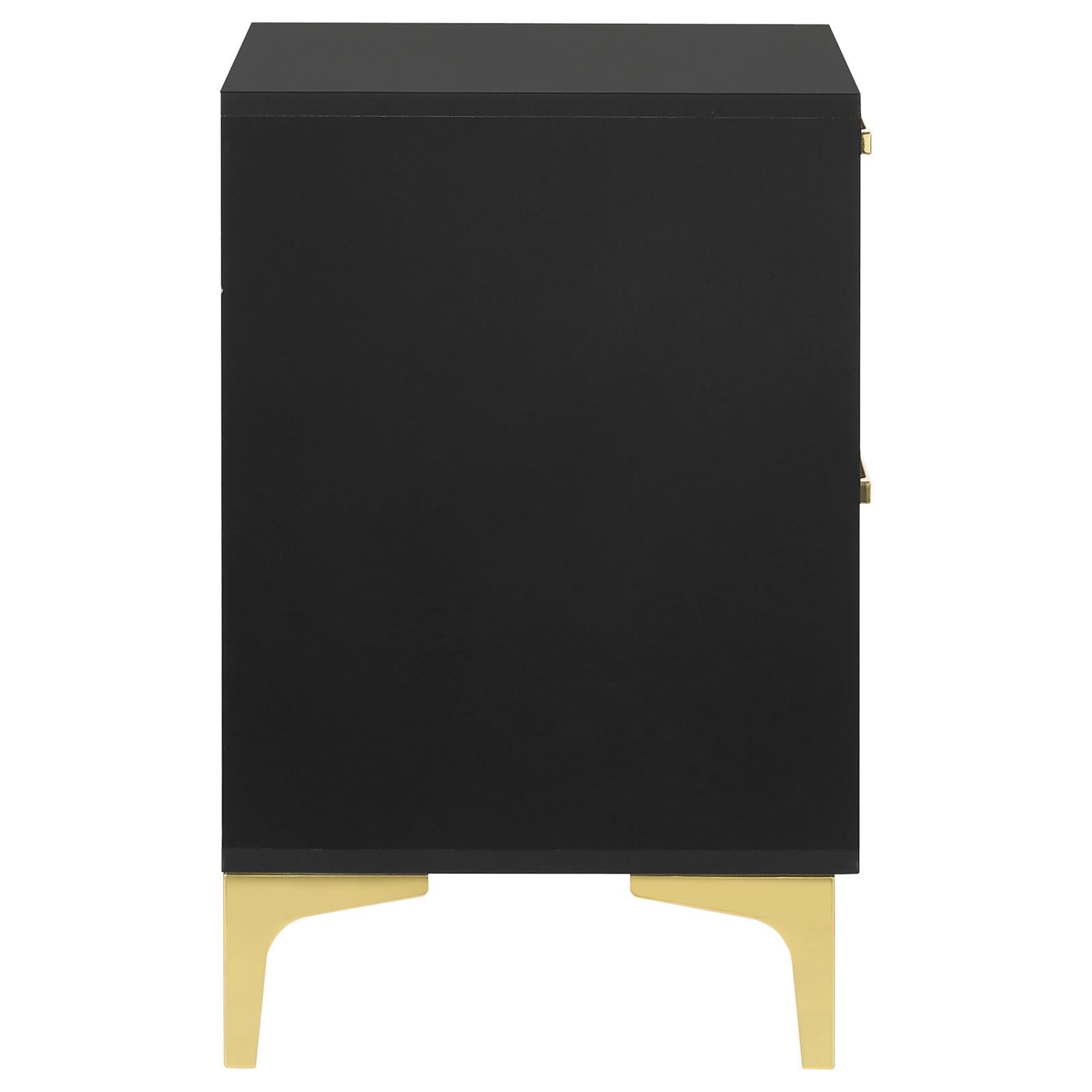 Kendall 2-Drawer Nightstand Black/Gold - 224452 - Bien Home Furniture & Electronics