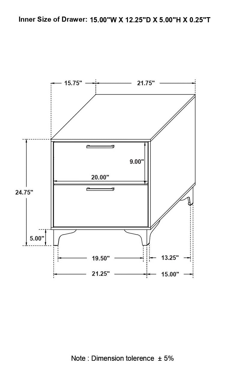 Kendall 2-Drawer Nightstand White - 224402 - Bien Home Furniture & Electronics