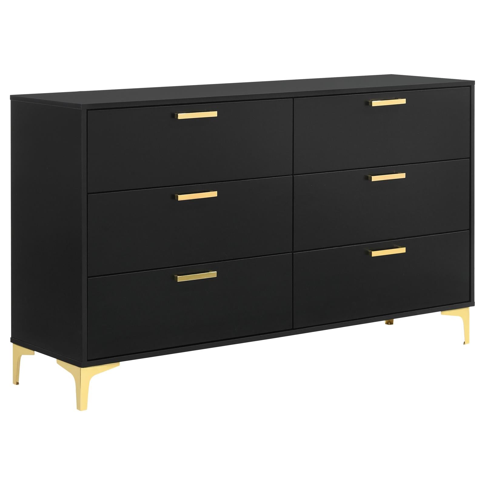 Kendall 5-Piece Tufted Panel California King Bedroom Set Black/Gold - 224451KW-S5 - Bien Home Furniture & Electronics
