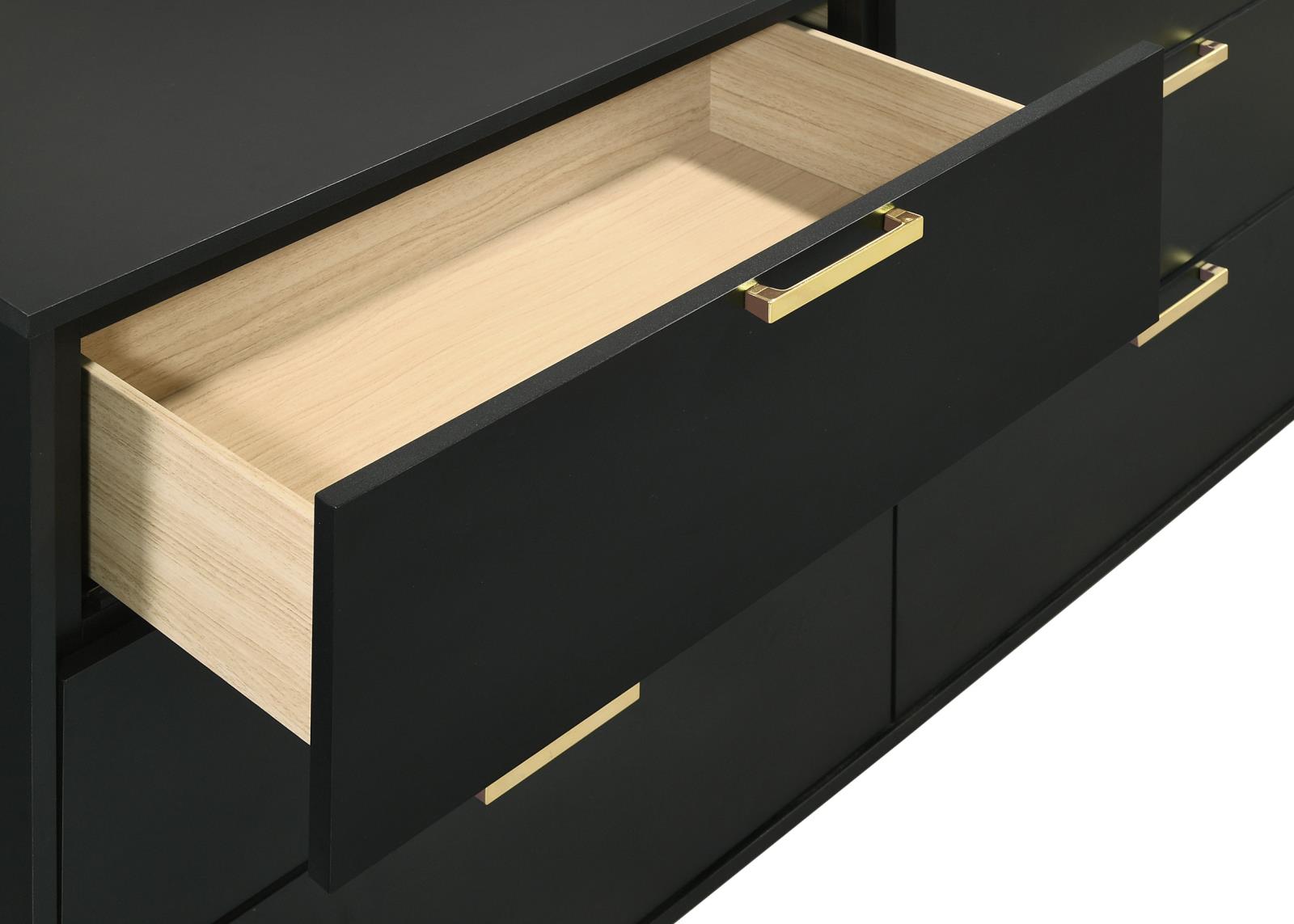 Kendall 6-drawer Dresser with Mirror Black and Gold - 224453M - Bien Home Furniture & Electronics
