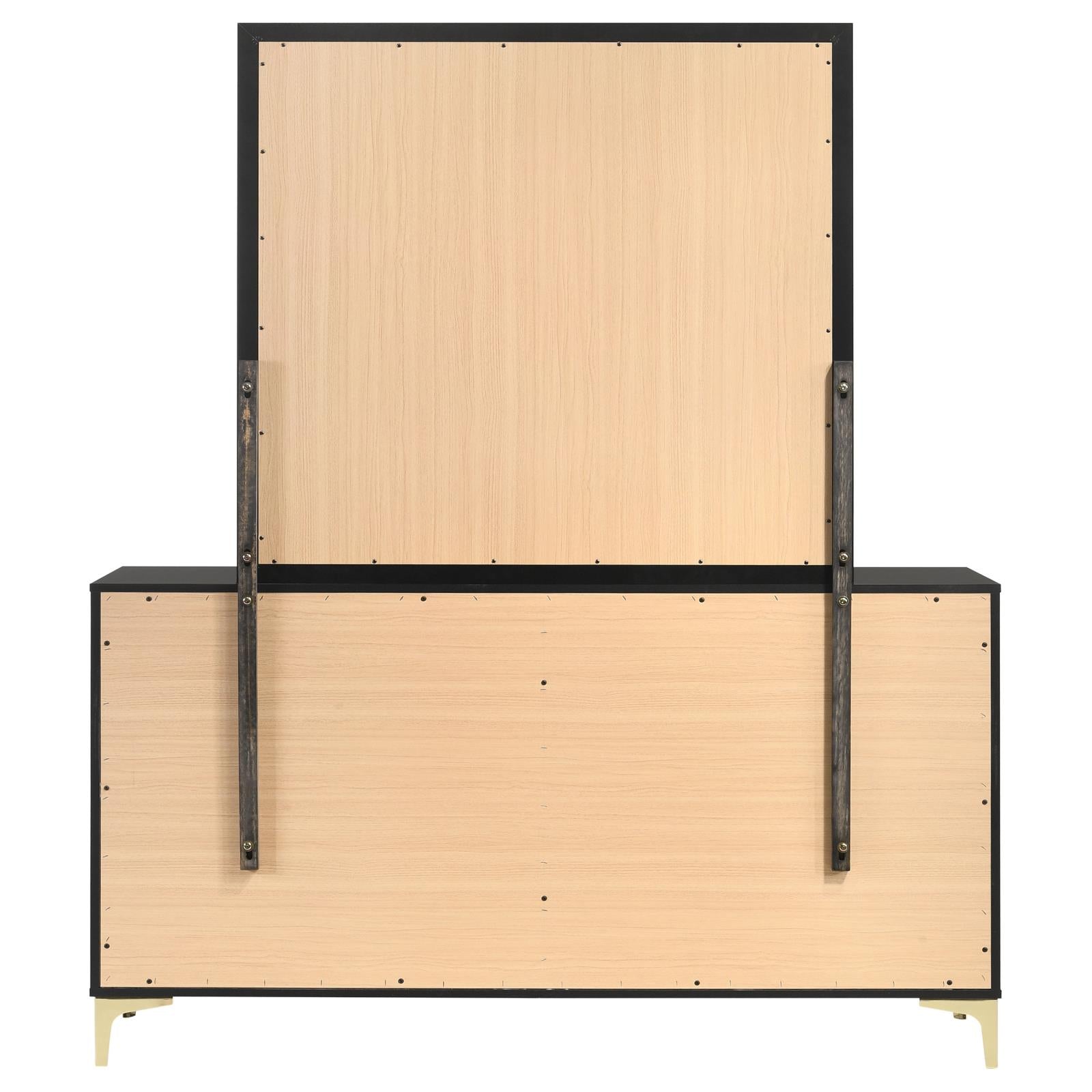 Kendall 6-drawer Dresser with Mirror Black and Gold - 224453M - Bien Home Furniture & Electronics
