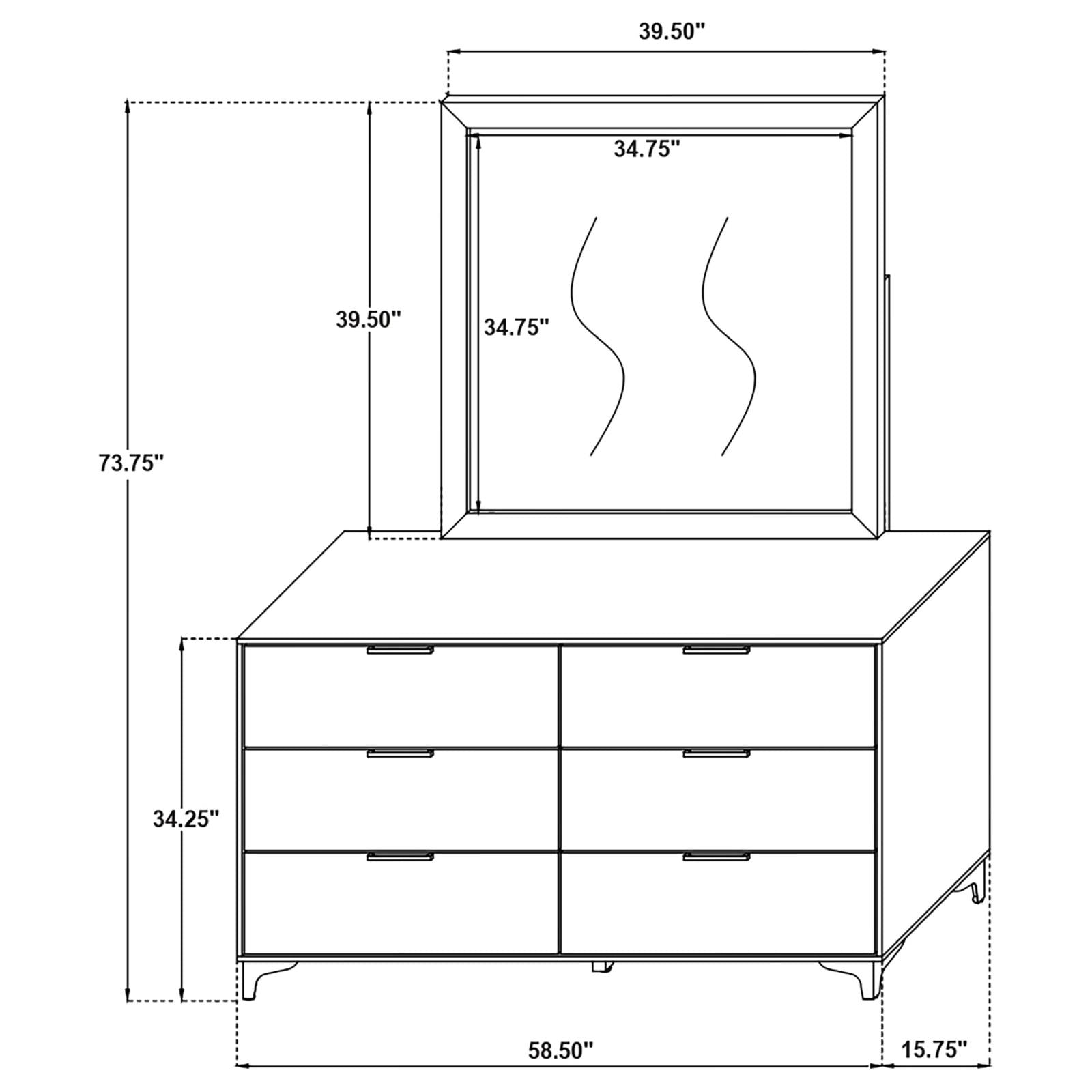 Kendall 6-drawer Dresser with Mirror White - 224403M - Bien Home Furniture & Electronics