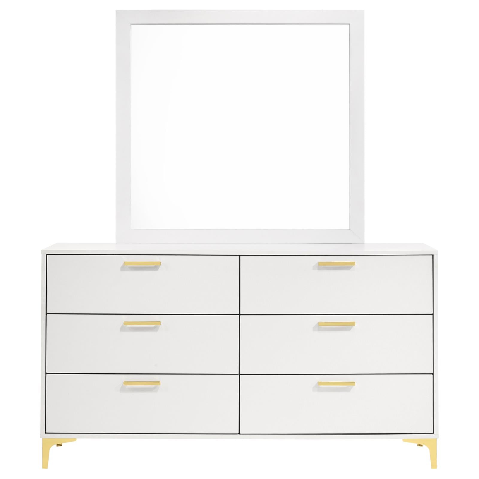 Kendall 6-drawer Dresser with Mirror White - 224403M - Bien Home Furniture & Electronics